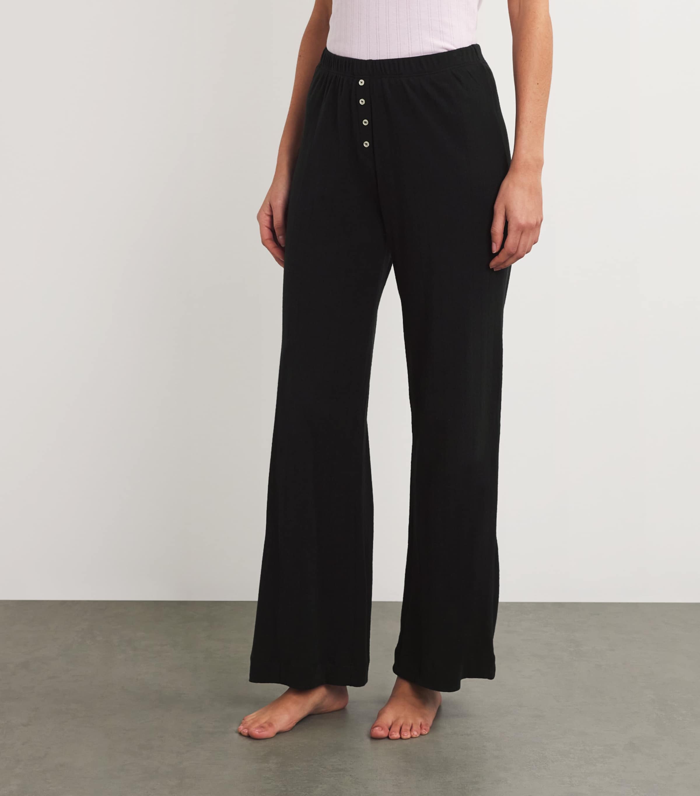 Cotton Pointelle Lounge Trousers BLACK Image 3