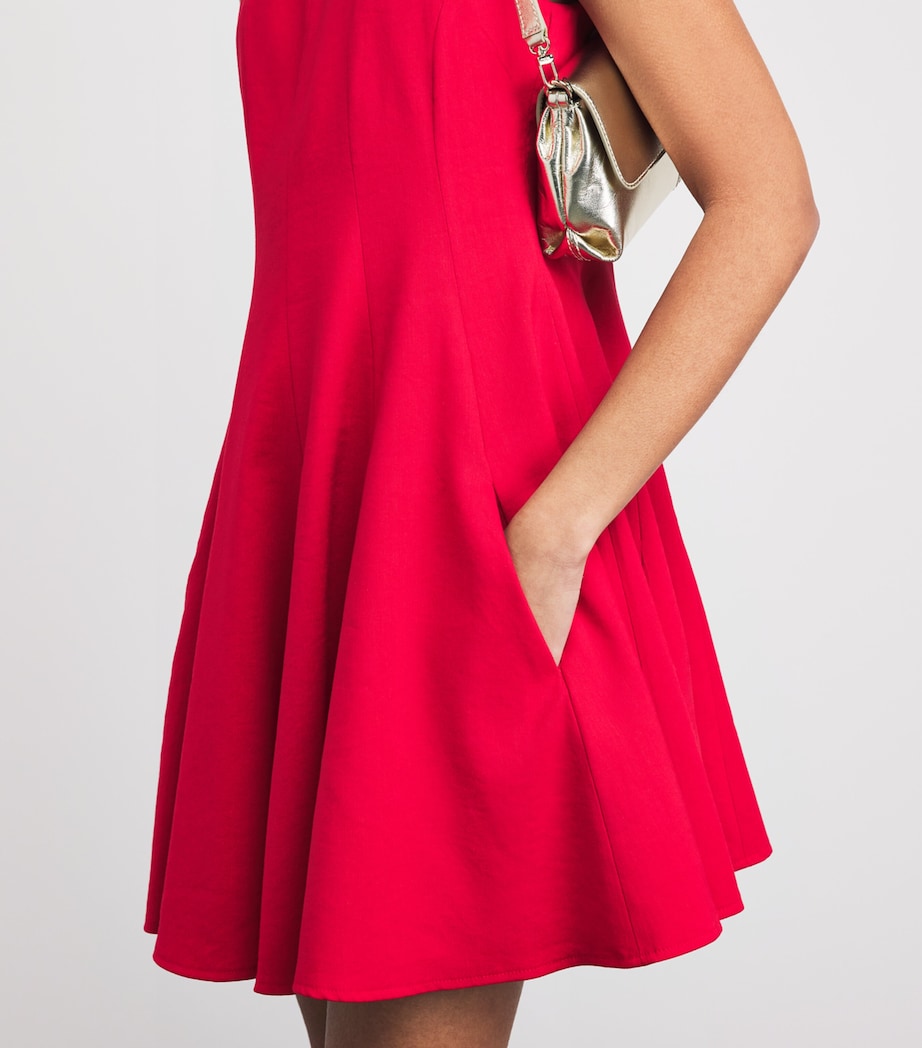 Linen-Blend Mini Dress RED Image 3