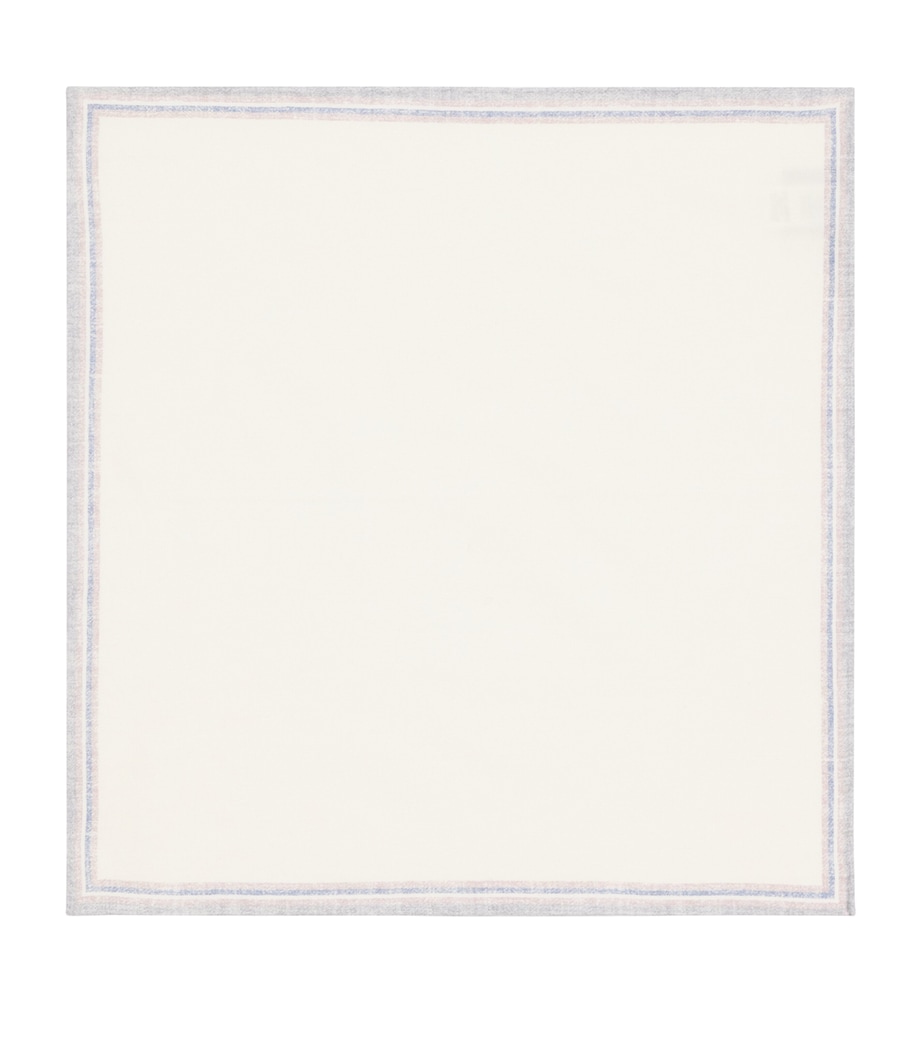 Eleventy Wool-Cotton Stripe Pocket Square Avorio E Grigio Image 1