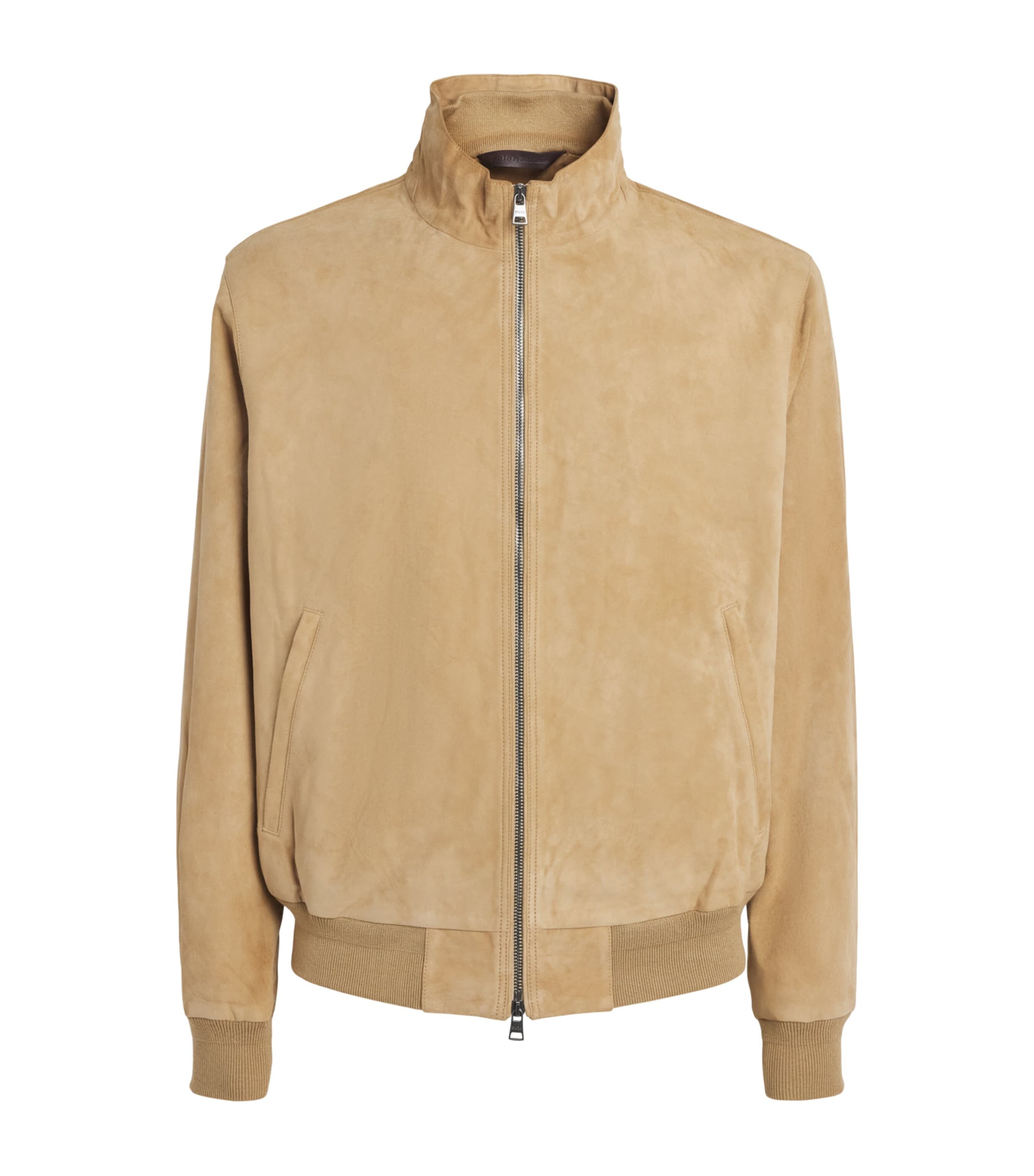 Polo Ralph Lauren Mens Goat Suede Charleton Bomber Jacket Cafe Tan Suede Image 1