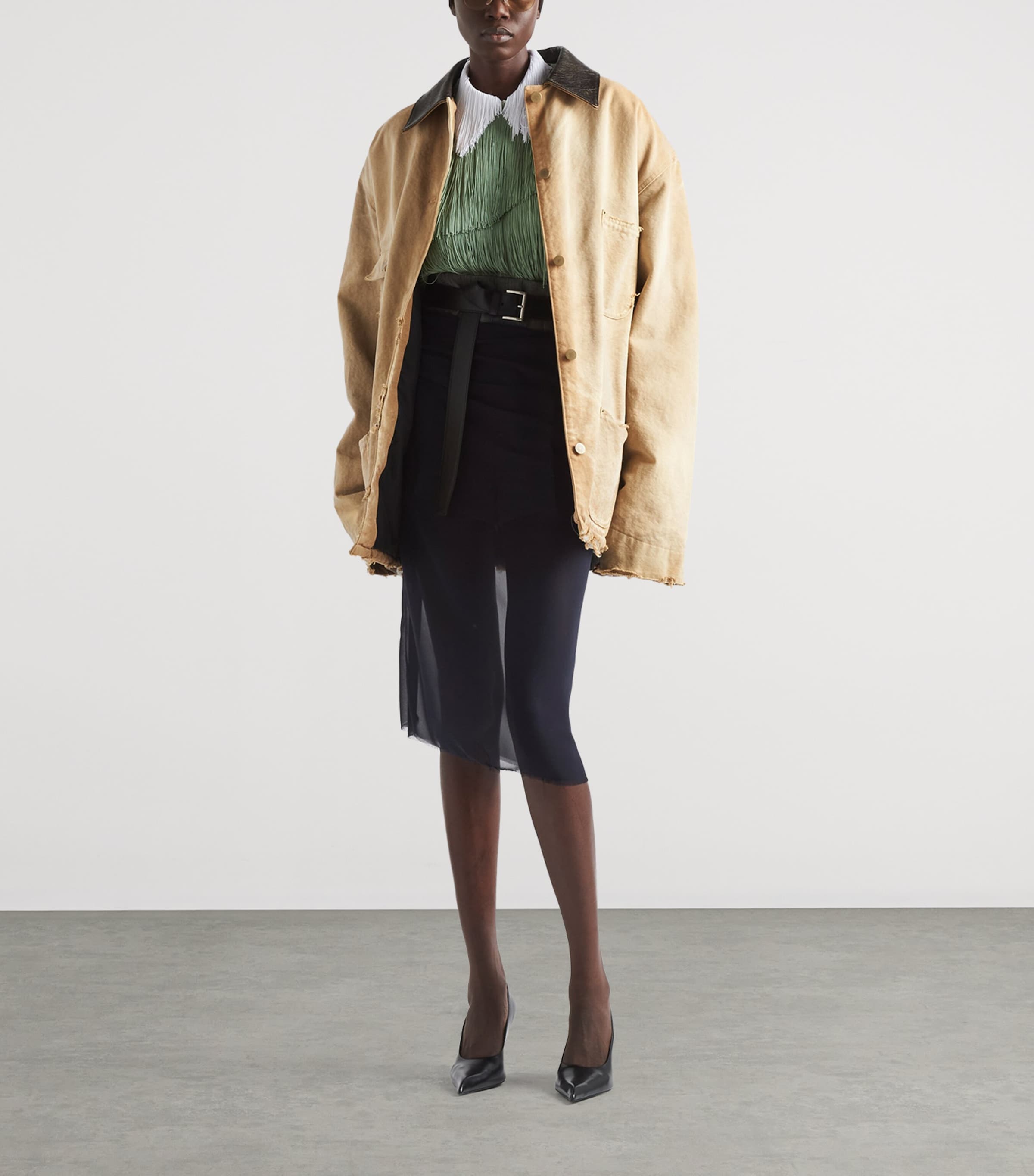 Cotton Canvas Distressed Jacket F0QB9 Image 2