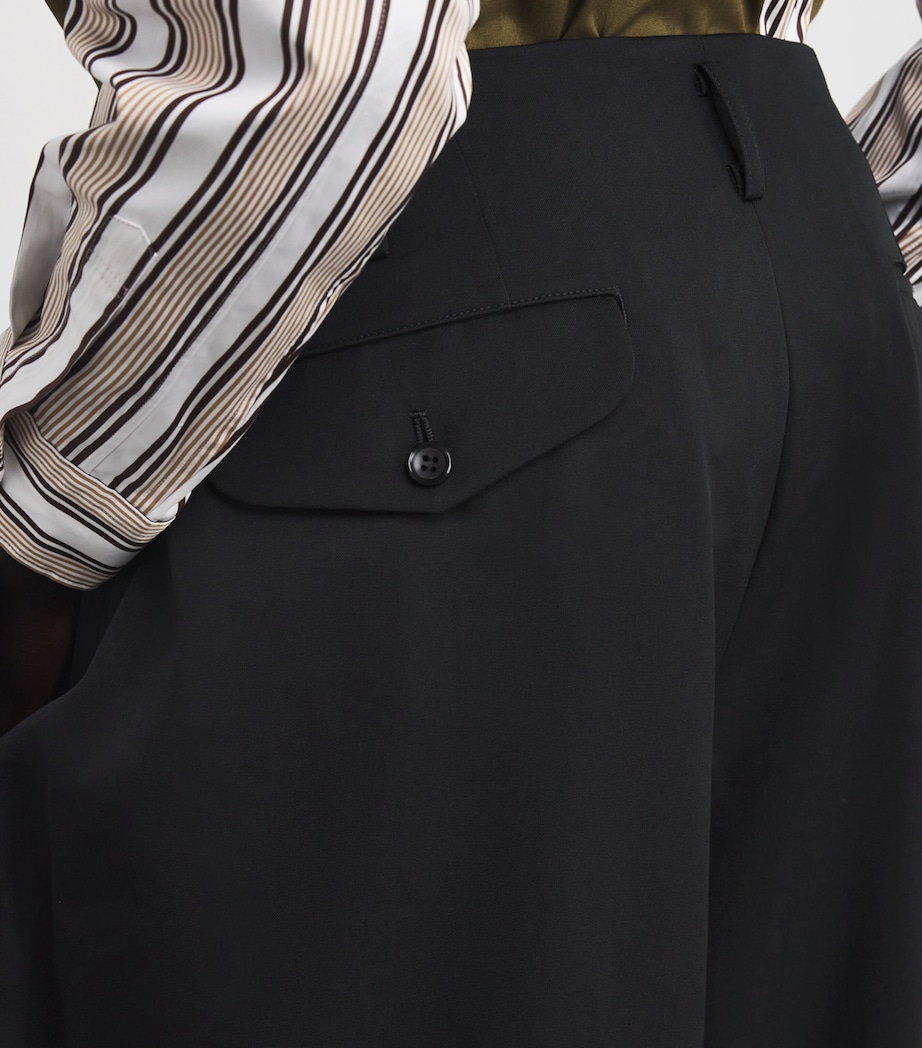 Wool Balloon Wide-Leg Trousers BLACK Image 6