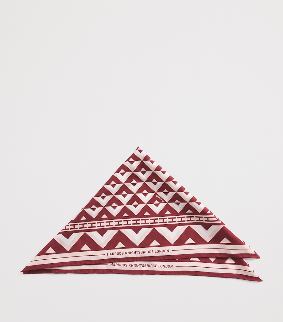 Silk Geometric Print Square Scarf PINK Image 5