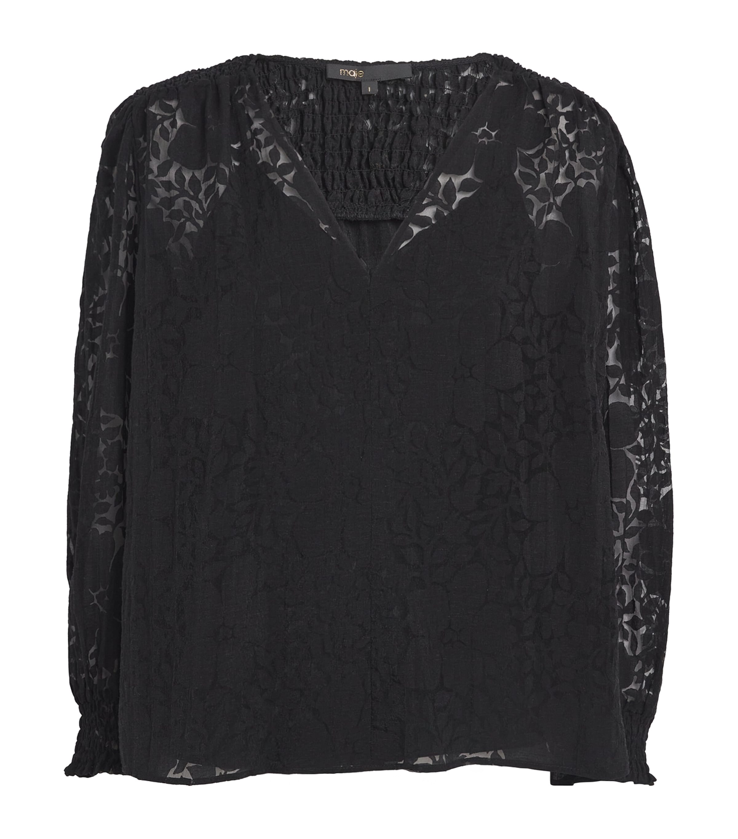 Shop Maje Jacquard Blouse In Black