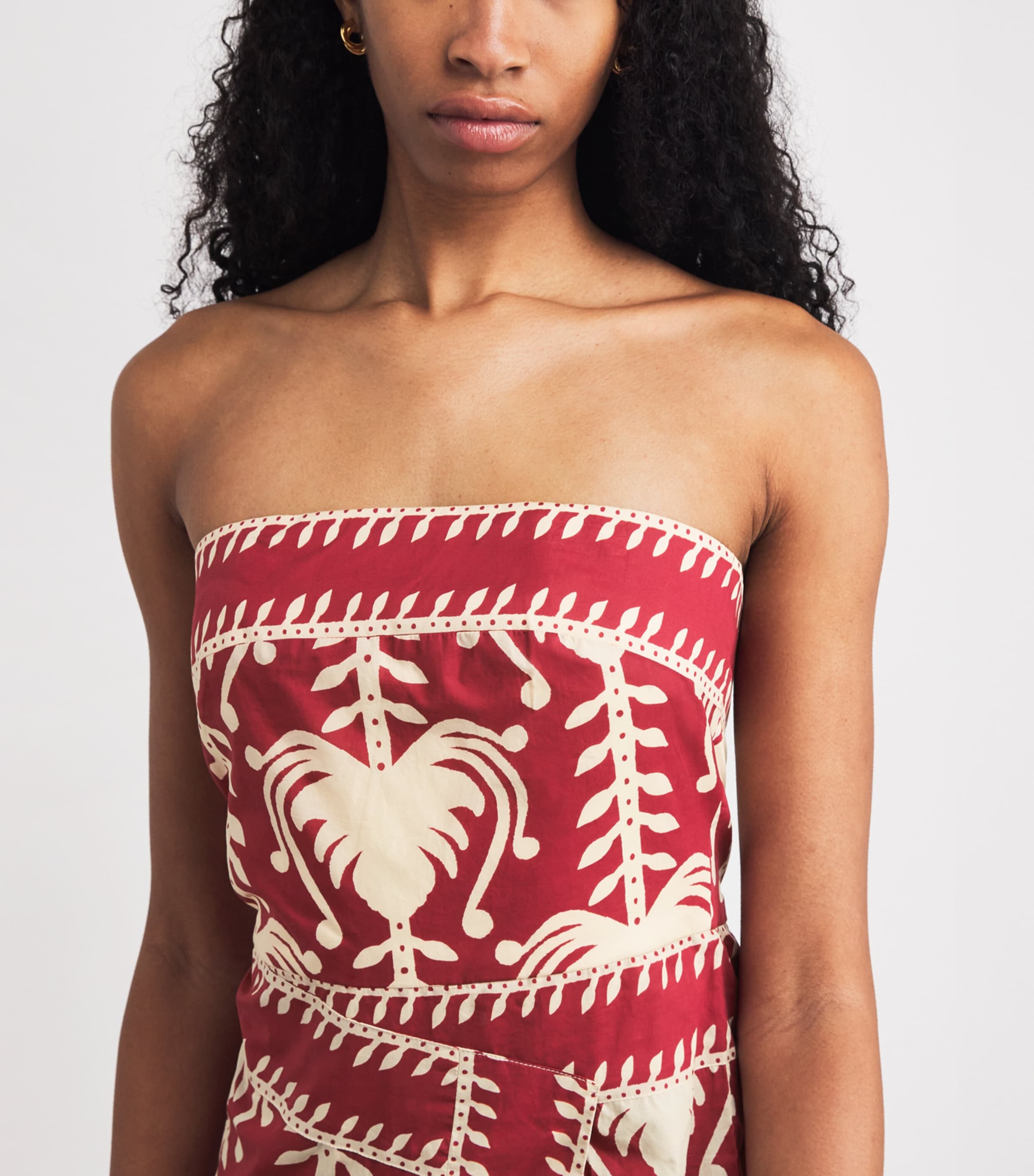 Linen Ancient Peru Midi Dress DARK CHERRY/ECRU Image 5