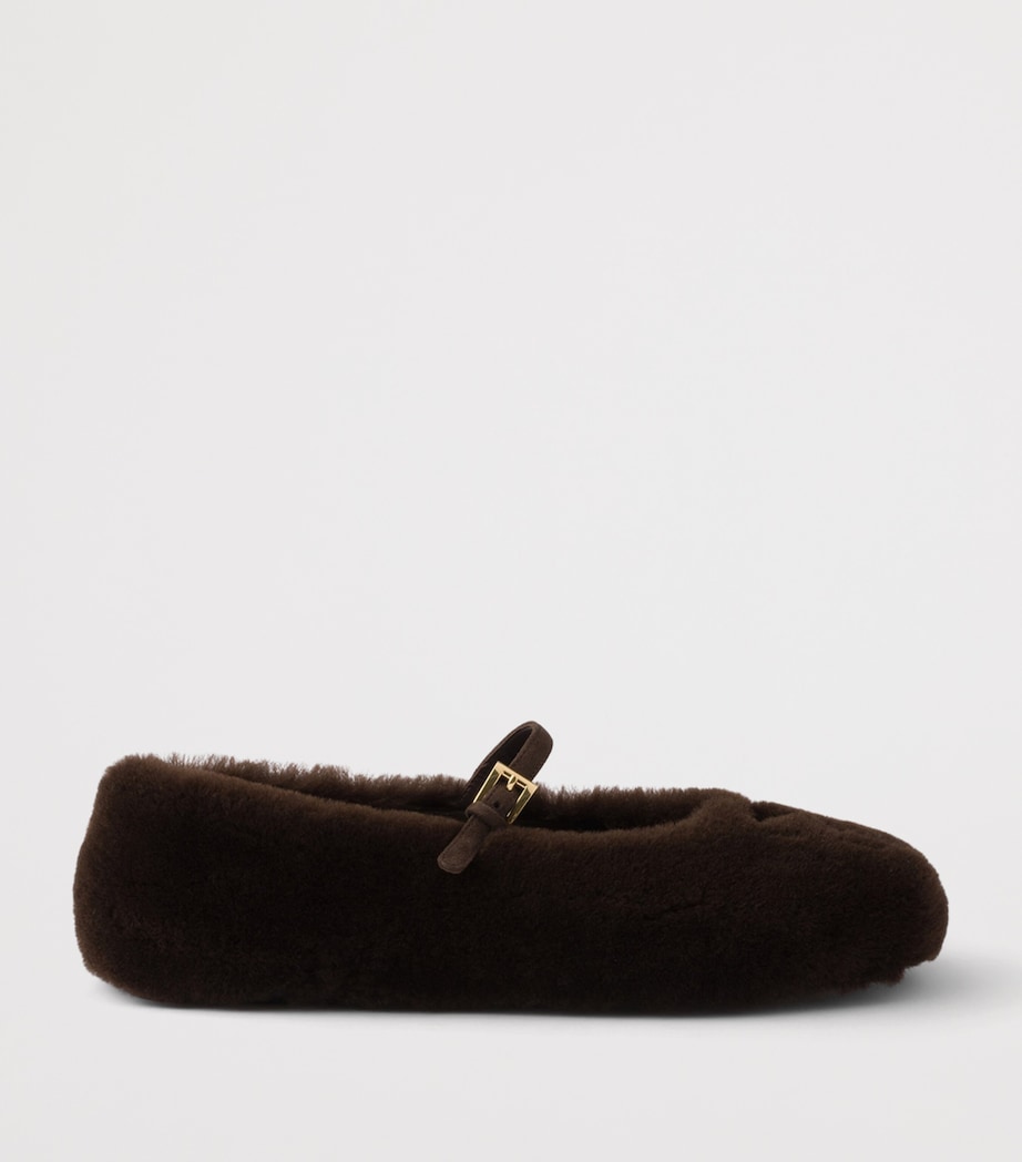 Prada Shearling Ballet Flats Brown Image 2