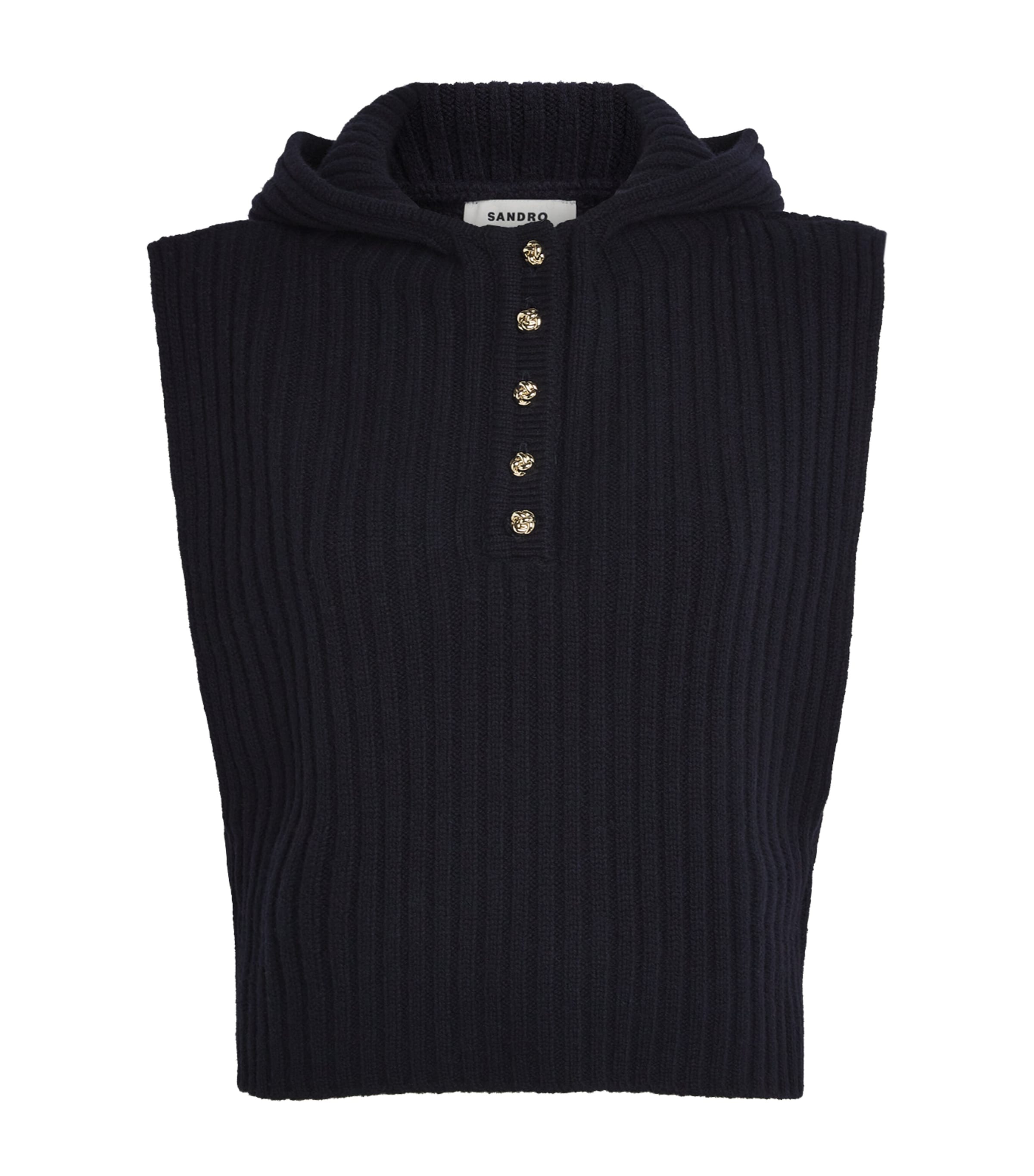 Wool Hooded Collar NAVY BLUE Image 1