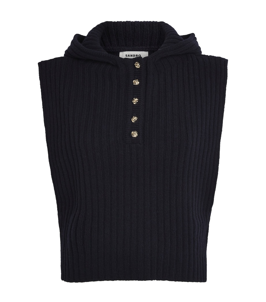 Wool Hooded Collar NAVY BLUE Image 1