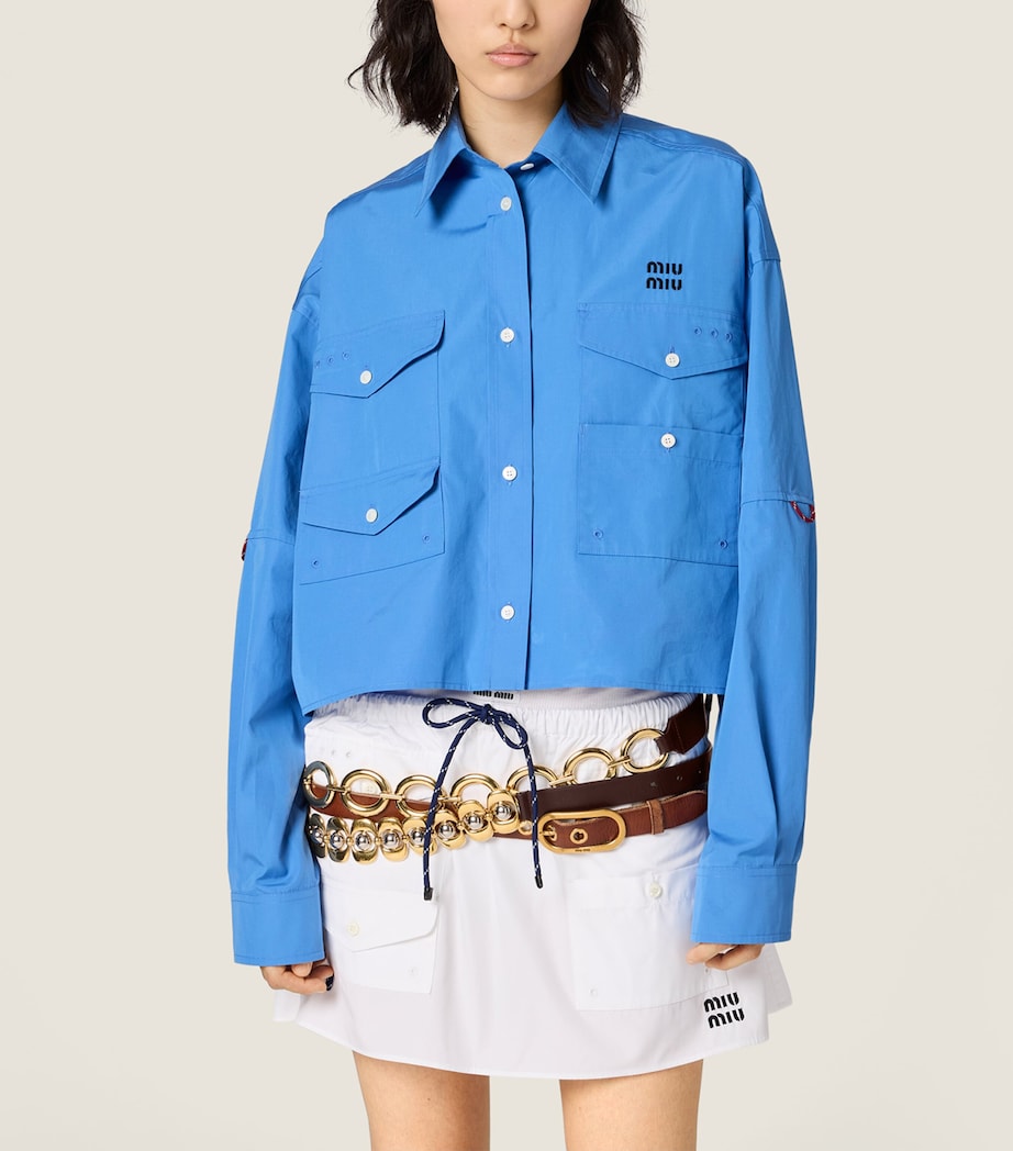 Miu Miu Womens Cotton Flared Mini Skirt Image 2