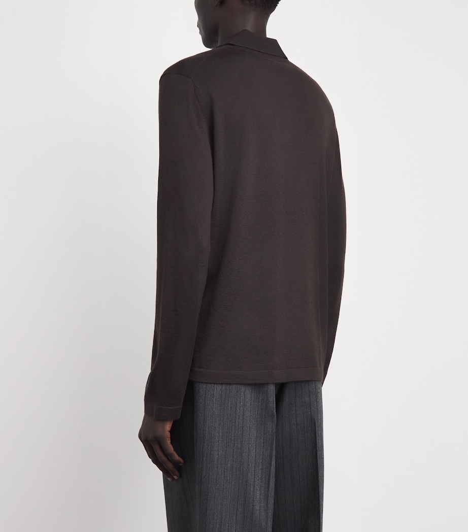 Gabriela Hearst Mens Cashmere Frome Polo Sweater Chocolate Image 5