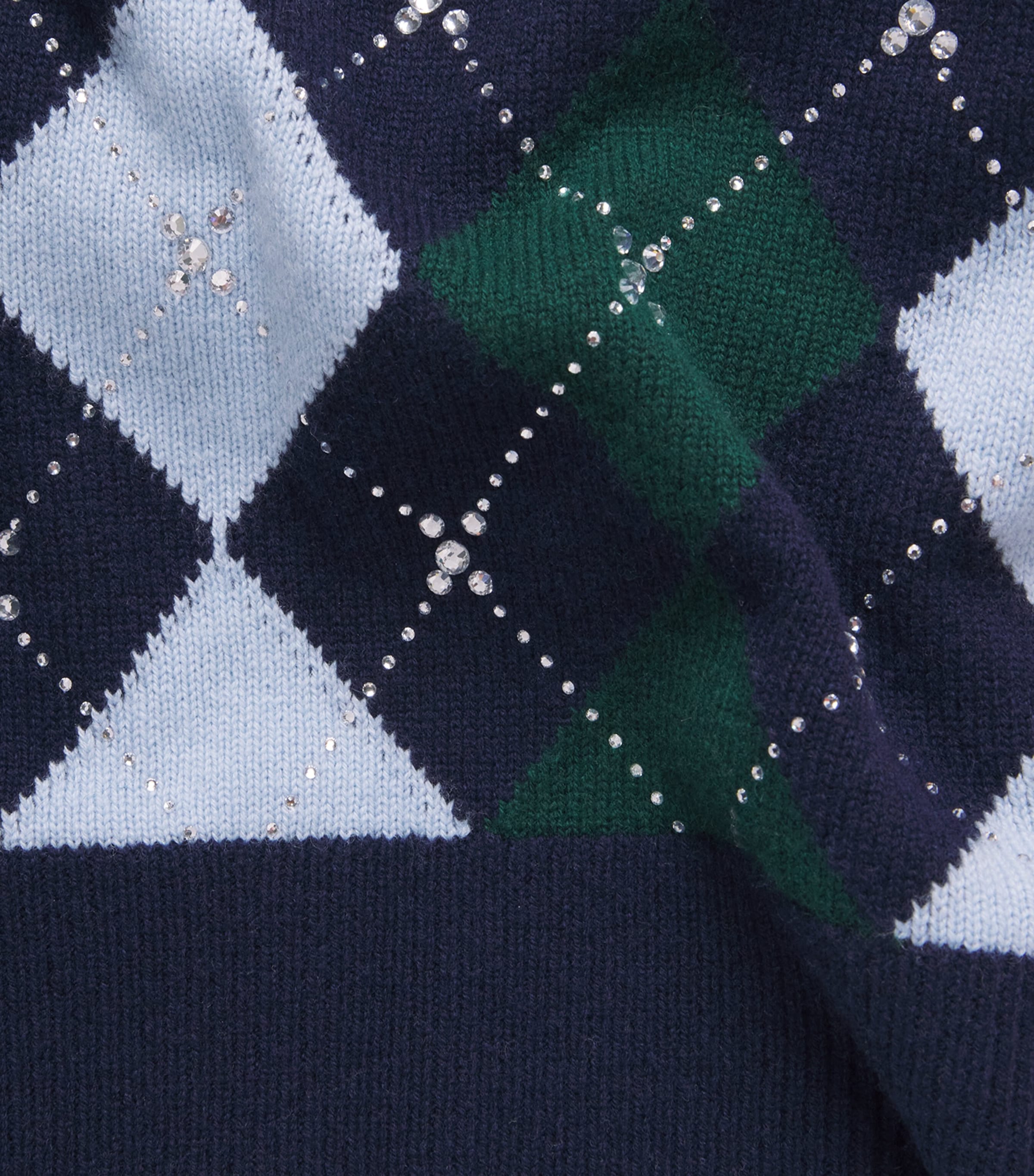 Maje Womens Wool Argyle Sweater Navy/green Image 6