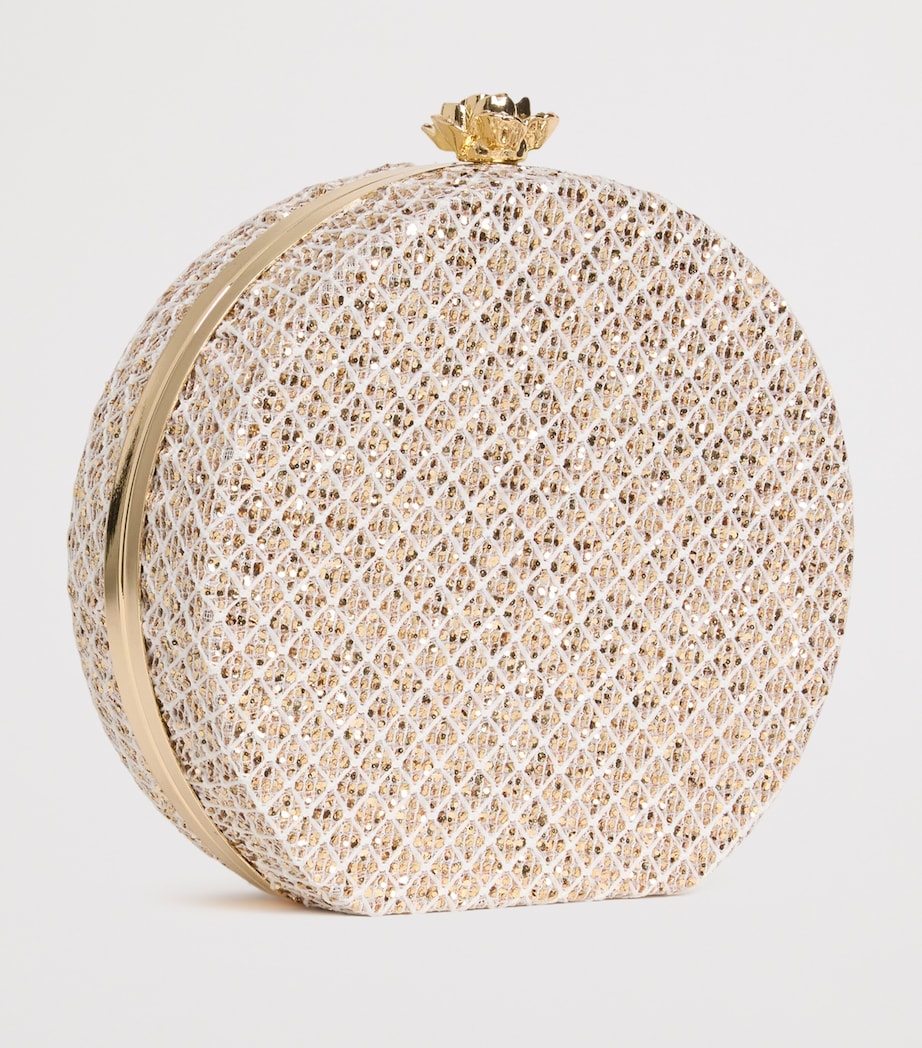 Sequinned Diamond Round Bag M-GOLD Image 2