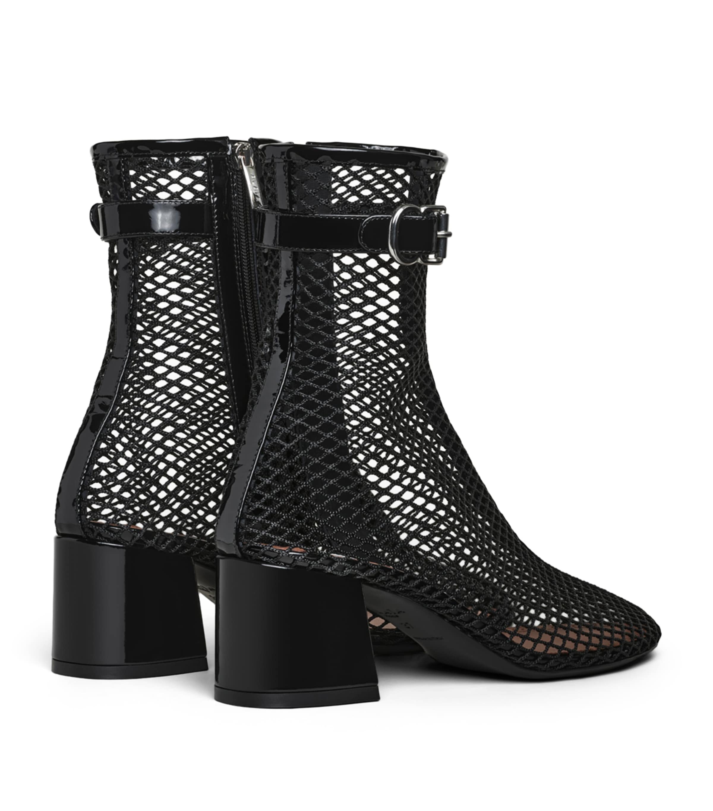 Alaïa Leather Mesh Ankle Boots 55 Black Image 3