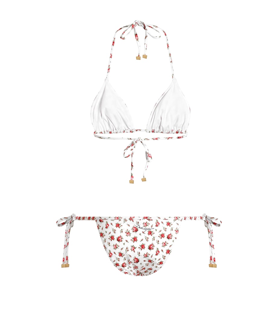 Dolce&Gabbana Womens Floral Triangle Bikini Rose Image 2