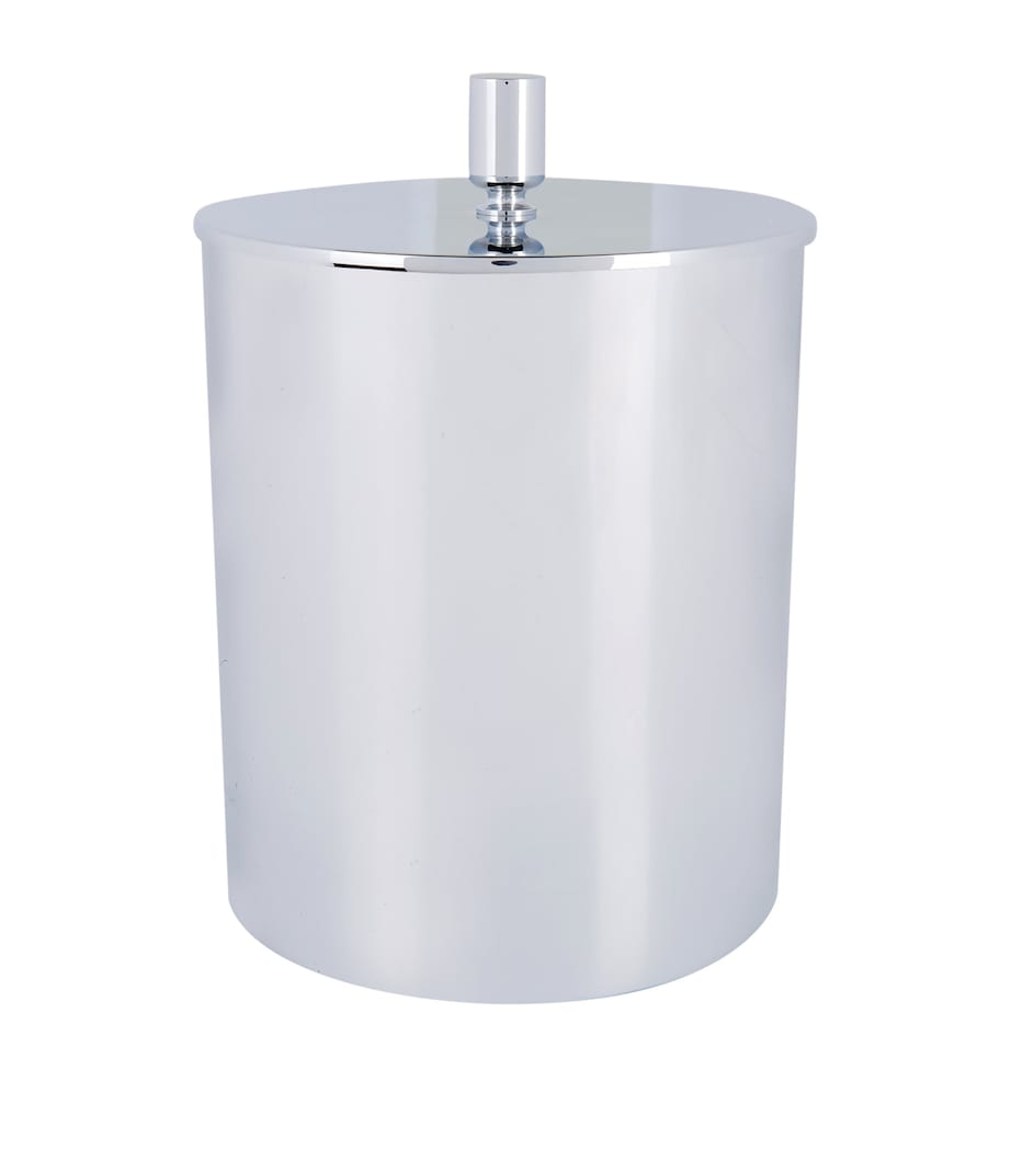 ZODIAC Cylinder Leather Cover Bathroom Bin Silver Image 1