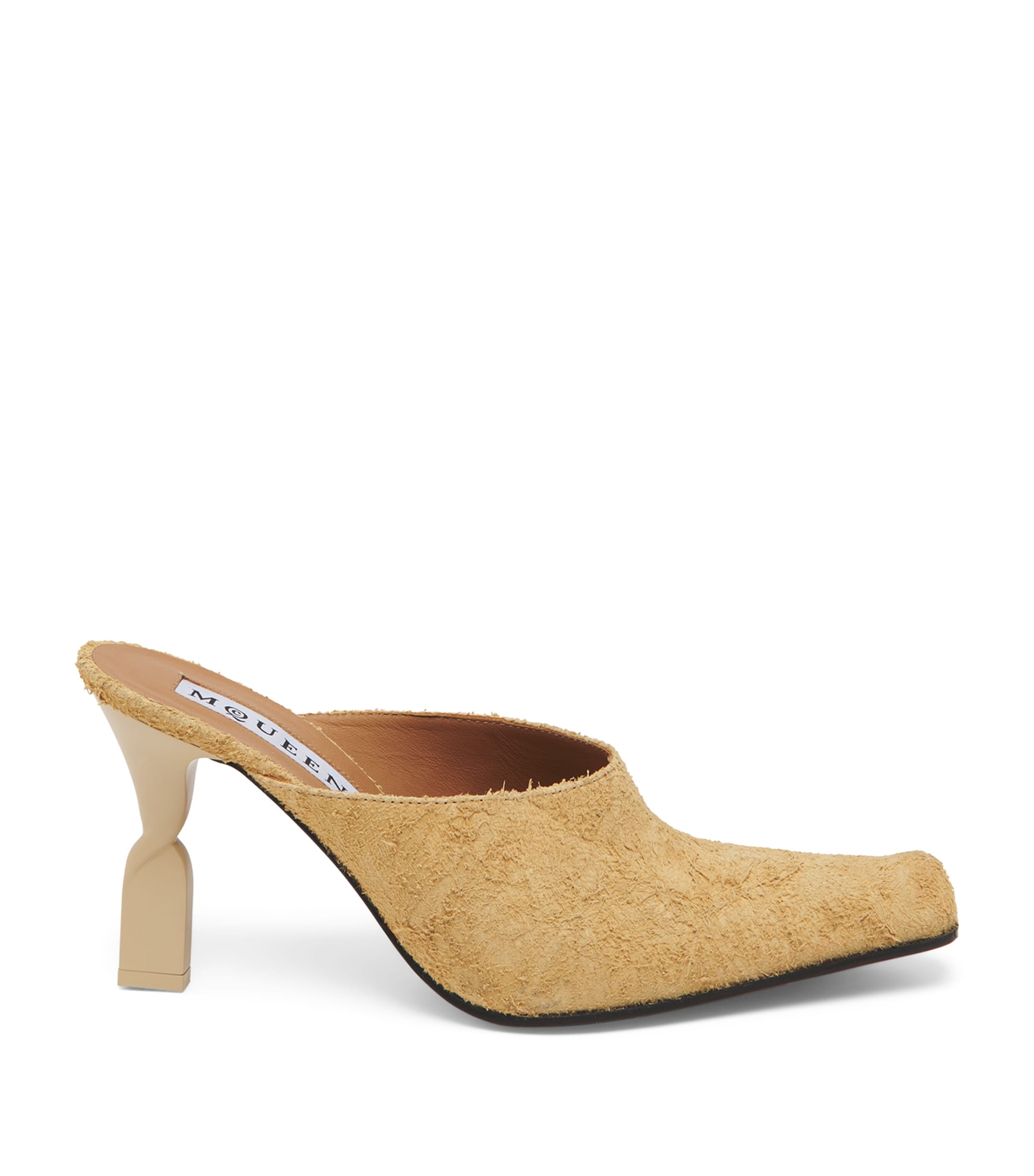 Alexander Mcqueen Brushed-suede Swivel Mules 90 In Gold