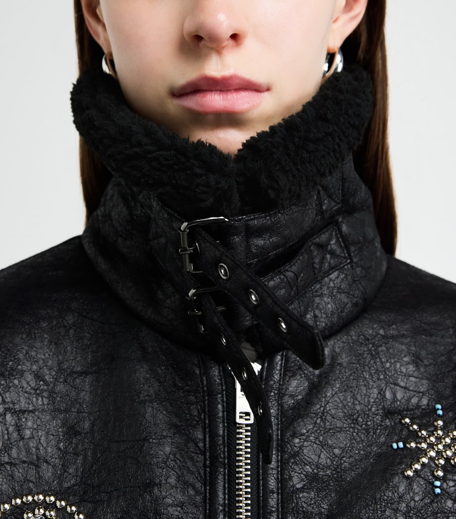 MOTHER Womens Beaded The Strappy Brrly Jacket Mercury In Rtrograde Image 3