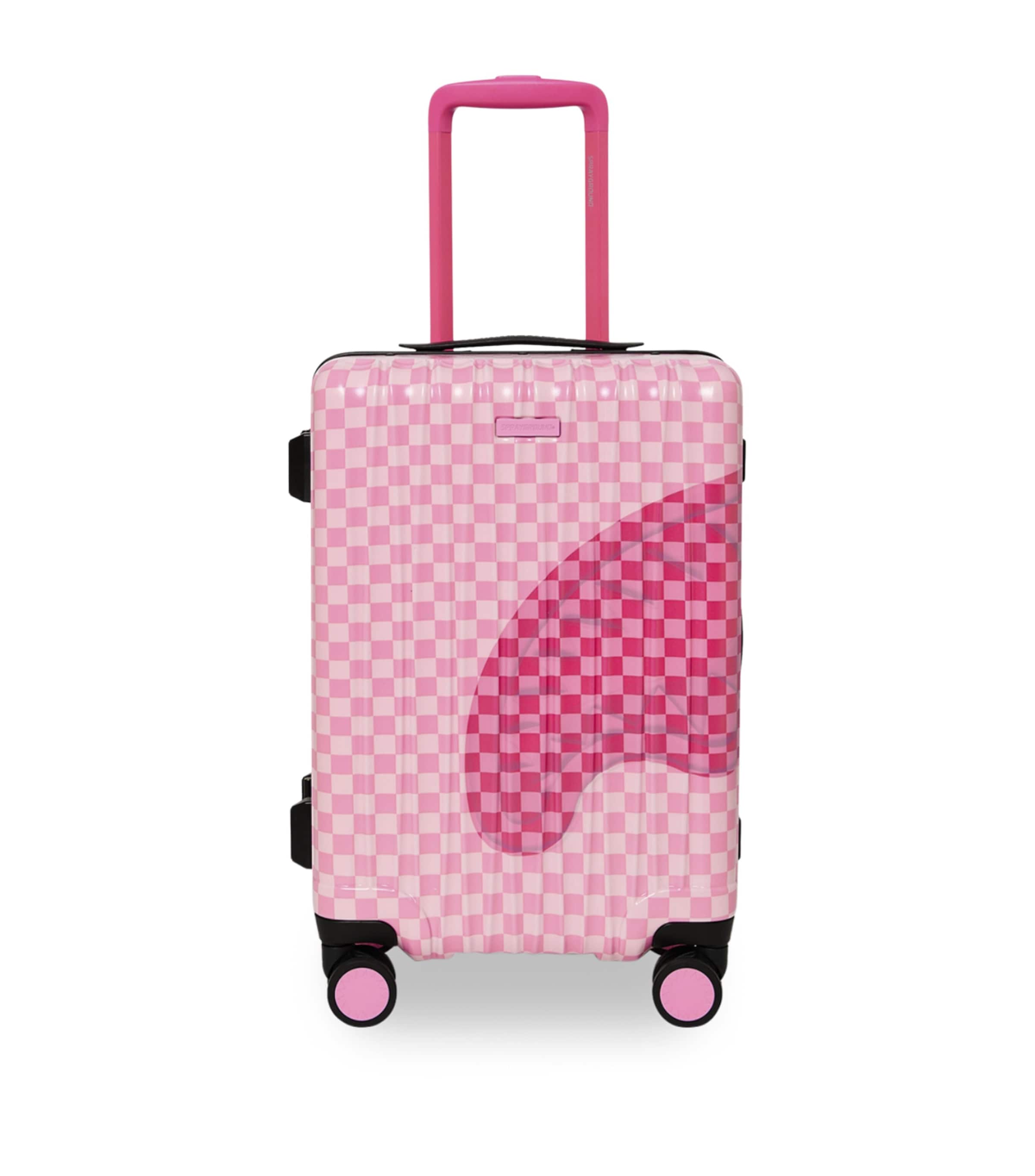 Sprayground Embossed Check Cabin Suitcase (55cm) Pink Sharks In Paris Image 1