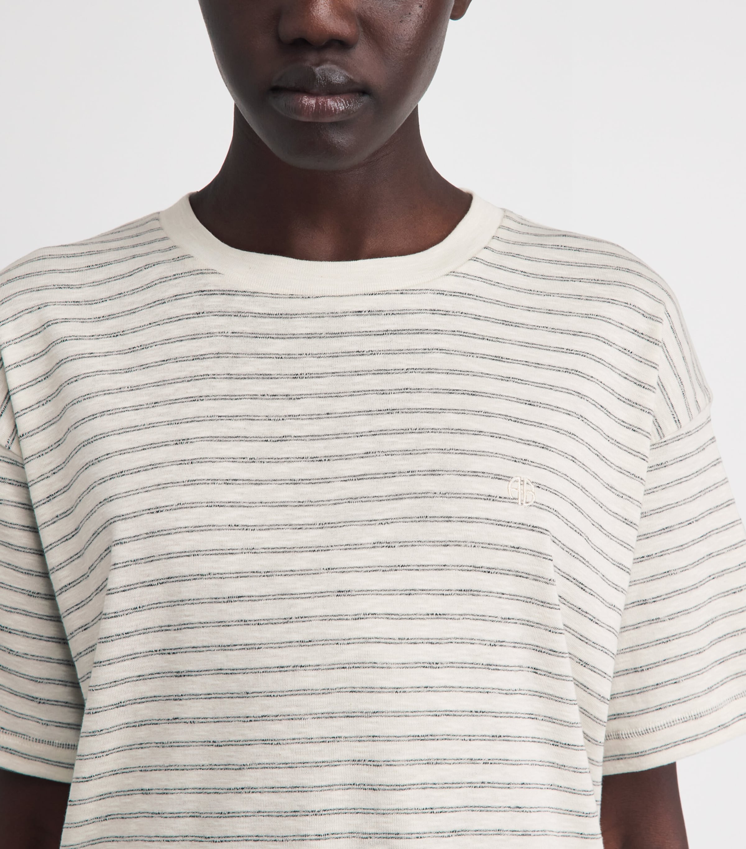 ANINE BING Womens Stripe Cade T-Shirt Image 3
