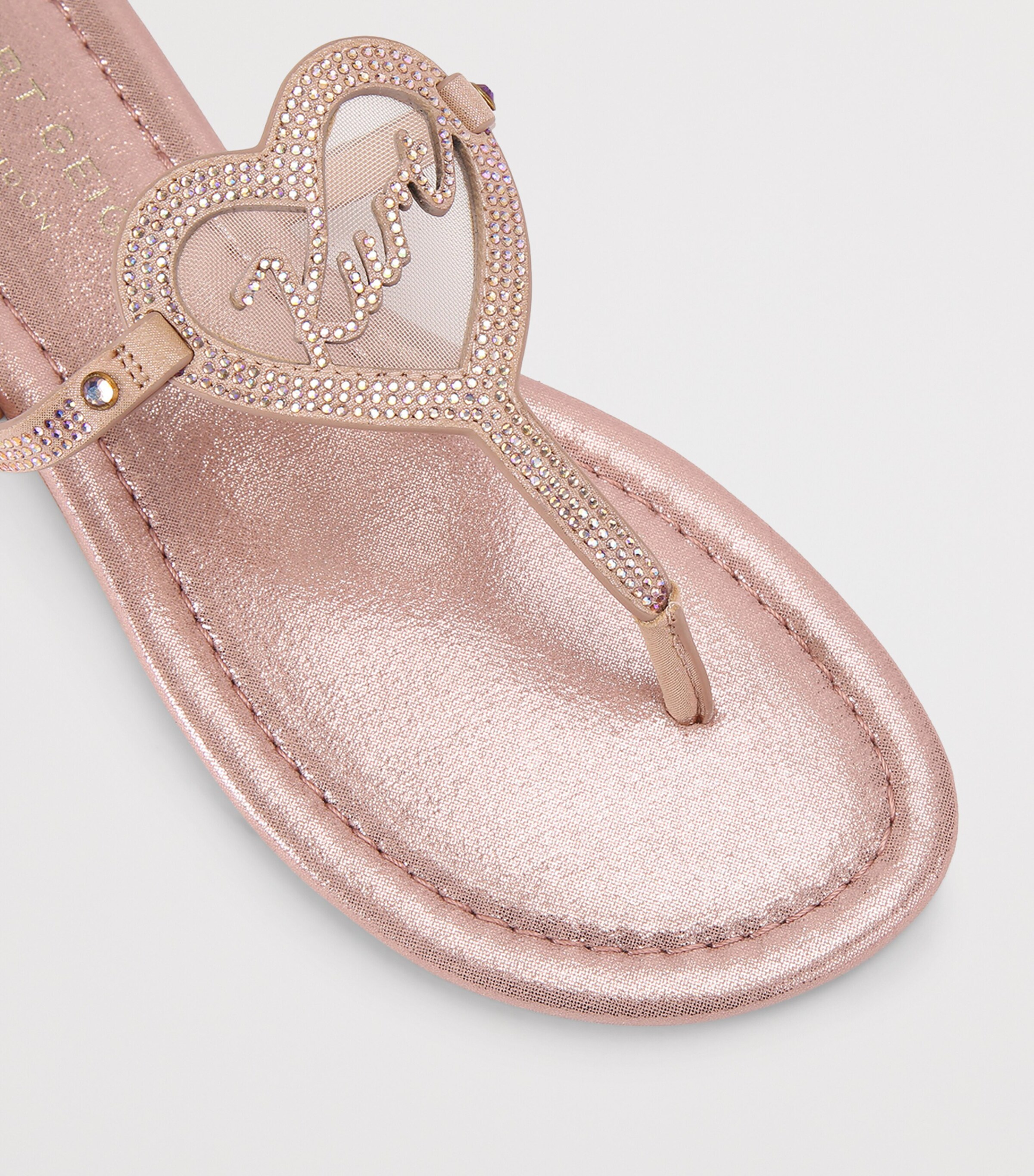 Kurt Geiger London Leather Heart T-Bar Sandals Blush Image 2