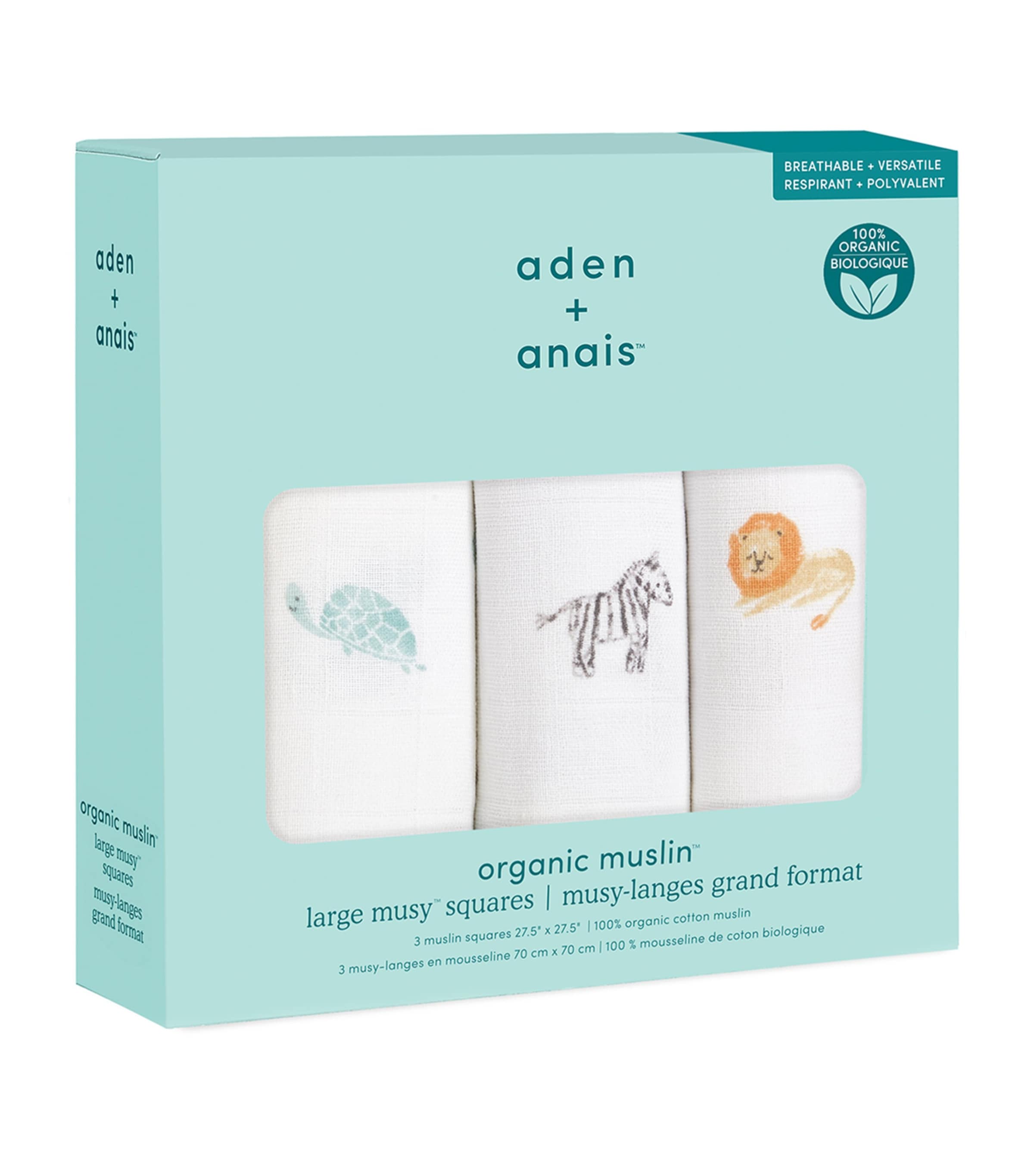 aden + anais Animal Kingdom Swaddles (Set of 3) Animal Kingdom Image 2