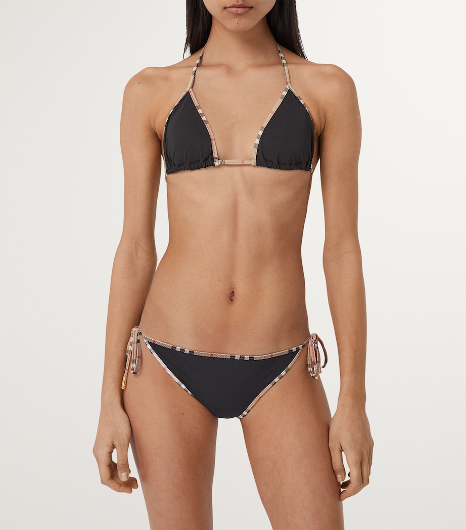 Burberry Womens Check-Trim Triangle Bikini Black Image 2