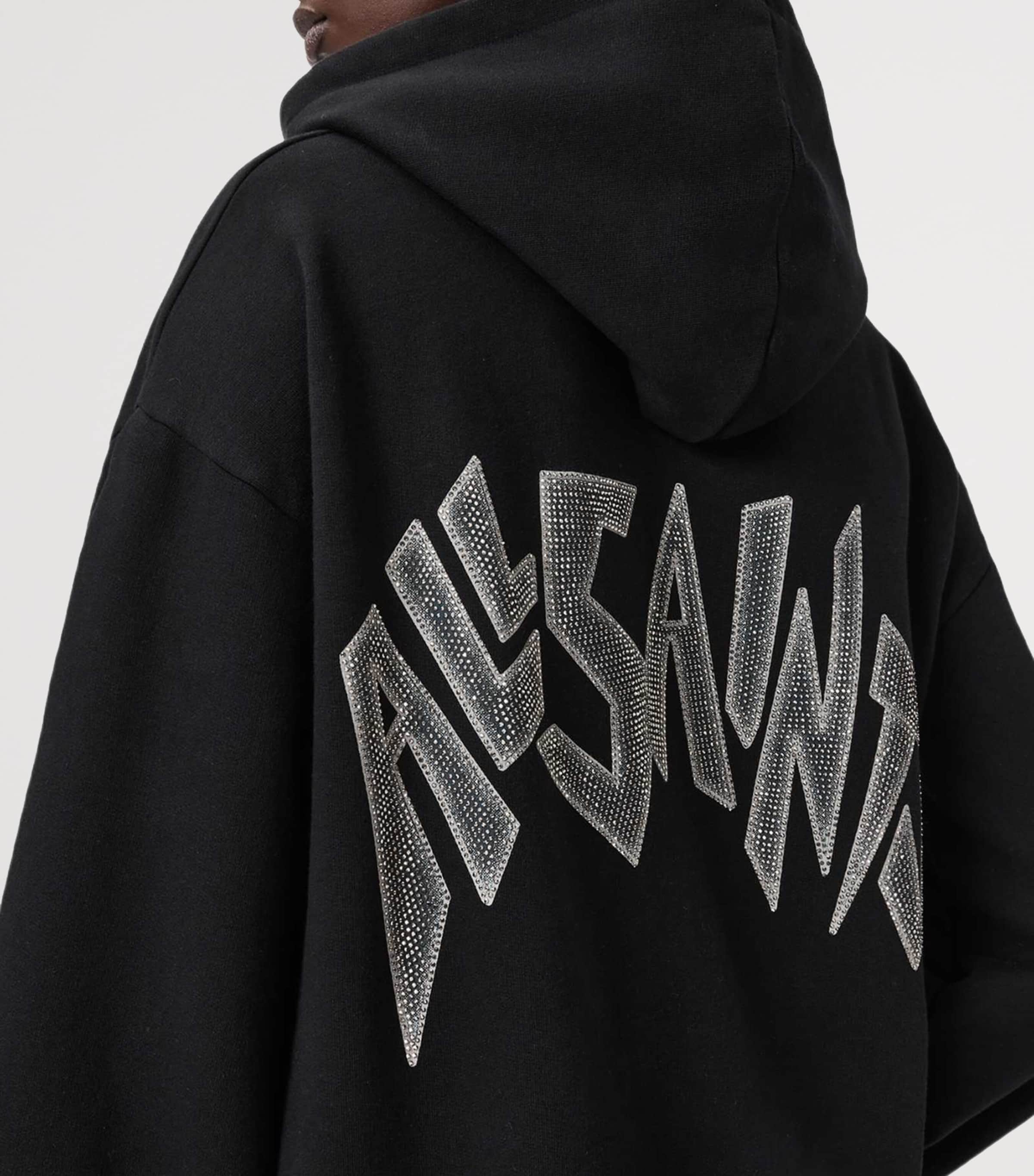 Organic Cotton Zinc Oversized Rhian Hoodie BLACK Image 6