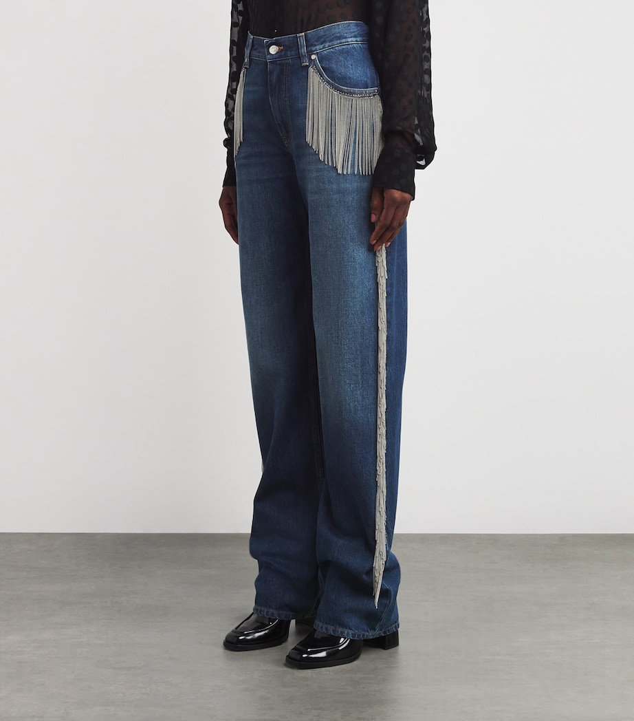 Chain Tassel Straight-Leg Jeans 4083 DARK BLUE Image 3