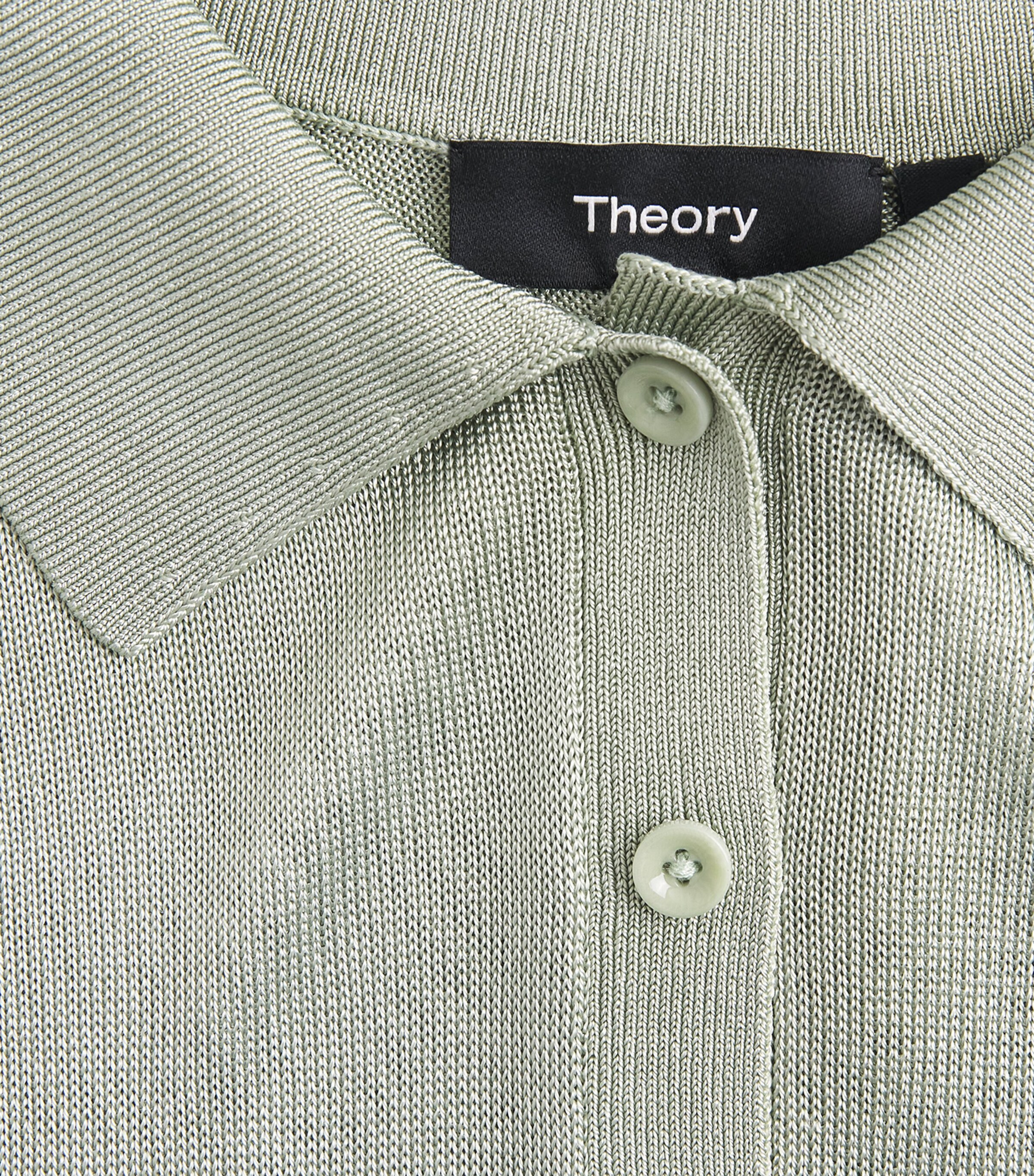 Theory Womens Linen-Blend Sheer Polo Shirt Delicate Green Image 6