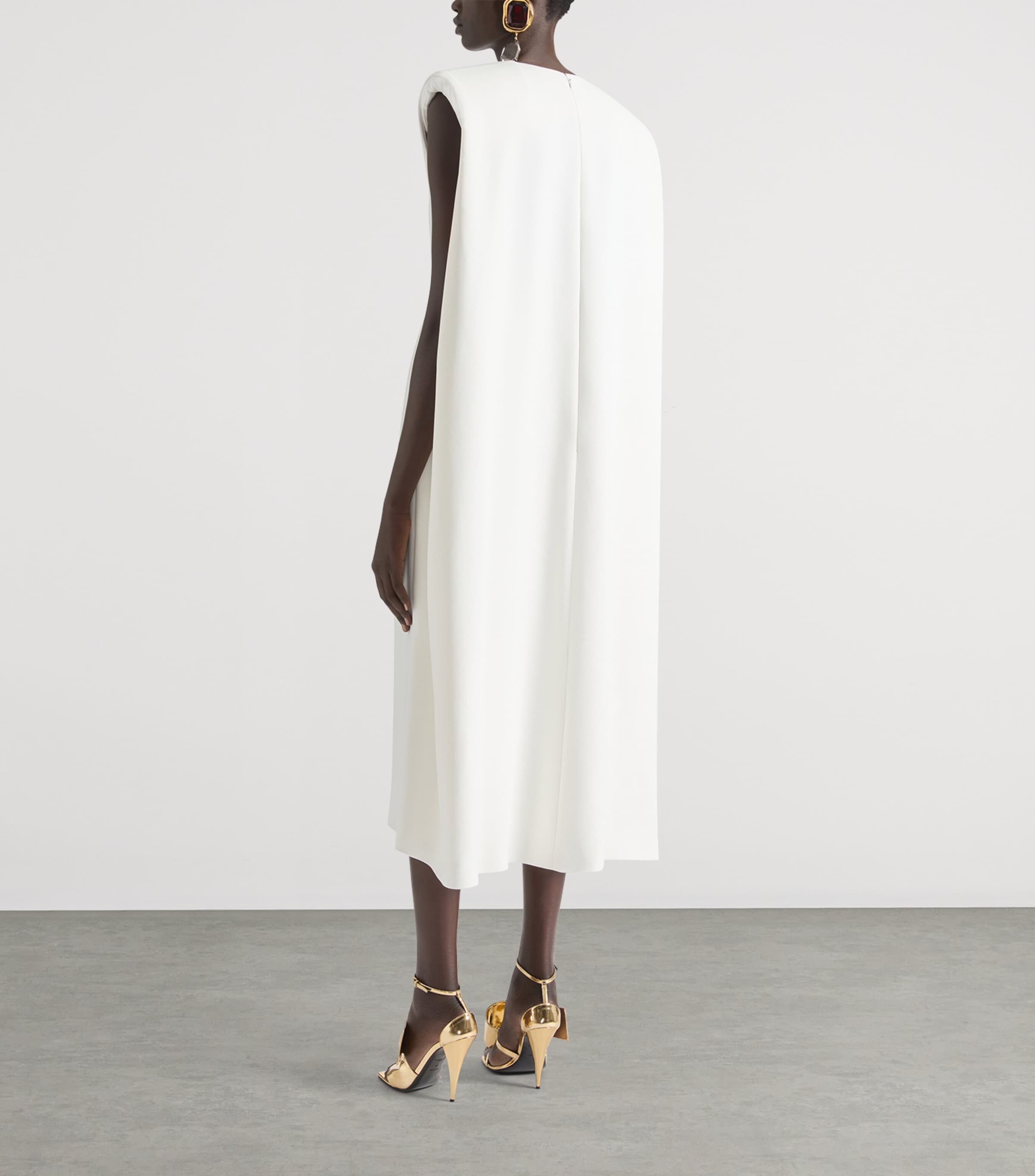 Crepe Cape Midi Dress IVORY Image 3