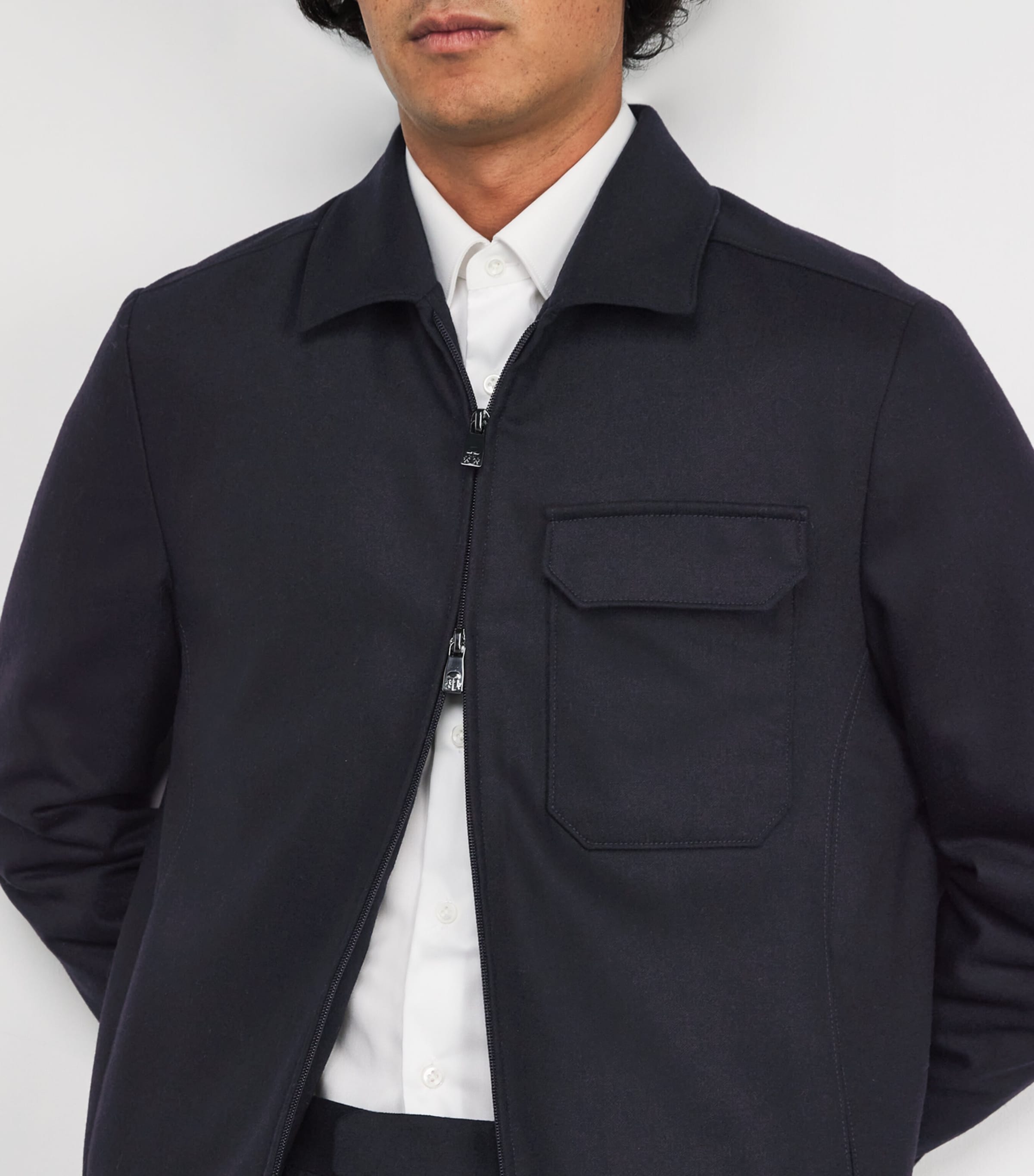 Wool-Cashmere Hybrid Jacket 001 NAVY BLUE Image 6