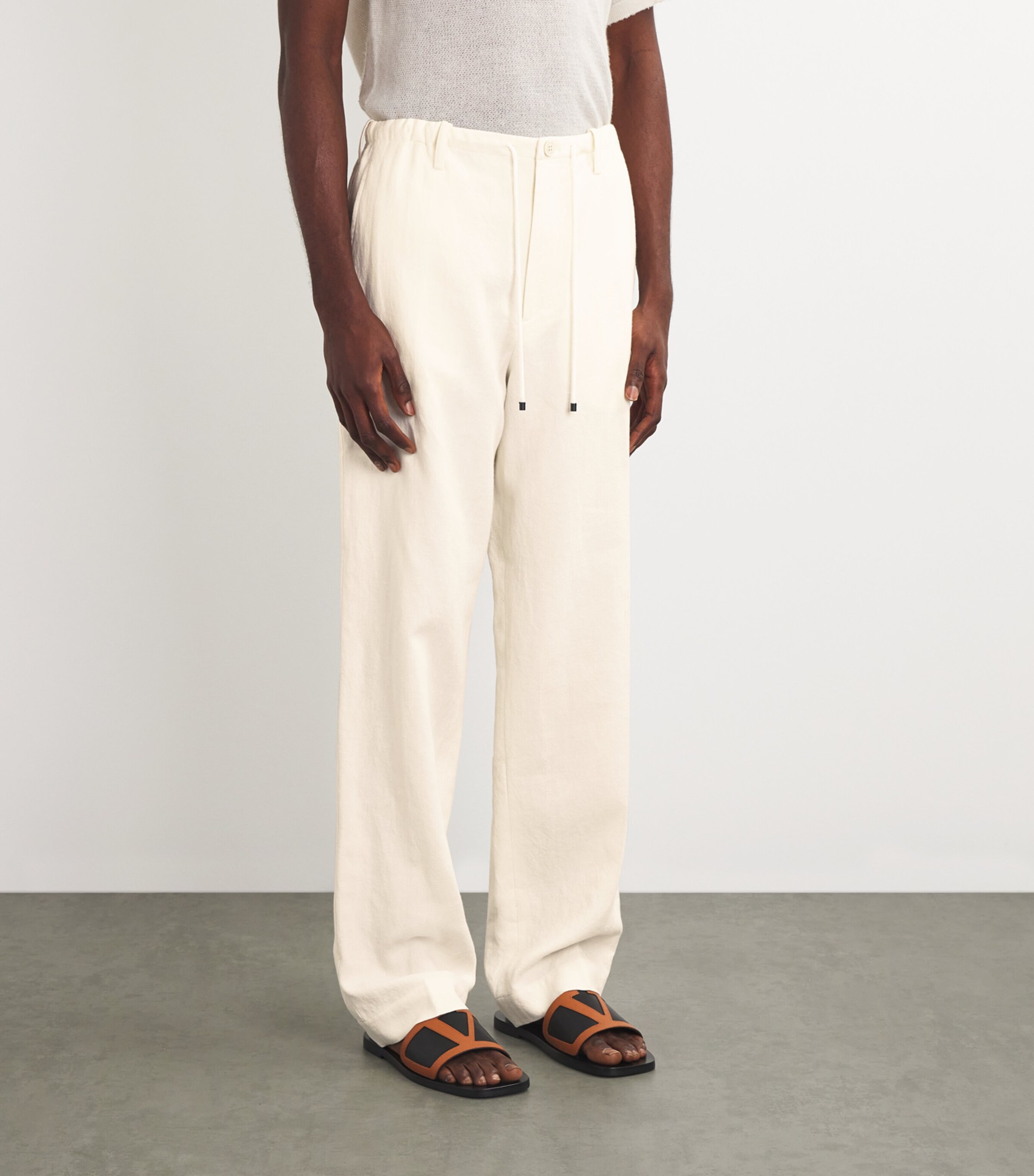 Drawstring Straight Trousers 5 ECRU Image 3