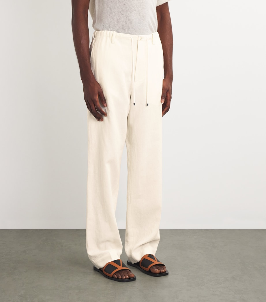 Drawstring Straight Trousers 5 ECRU Image 3