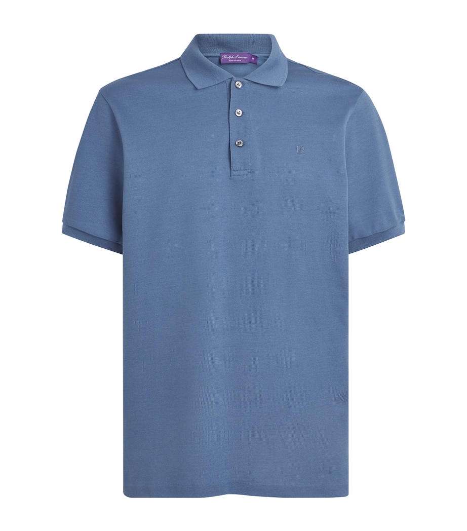 Ralph Lauren Purple Label Mens Cotton Piqué Polo Shirt Blue Horizon Image 1