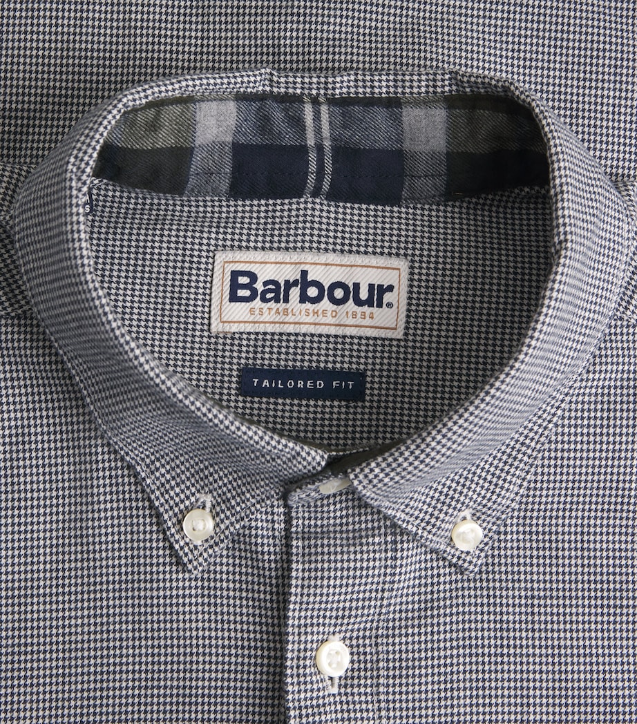 Cotton Huntly Houndstooth Tailored Shirt NY91 NAVY Image 5