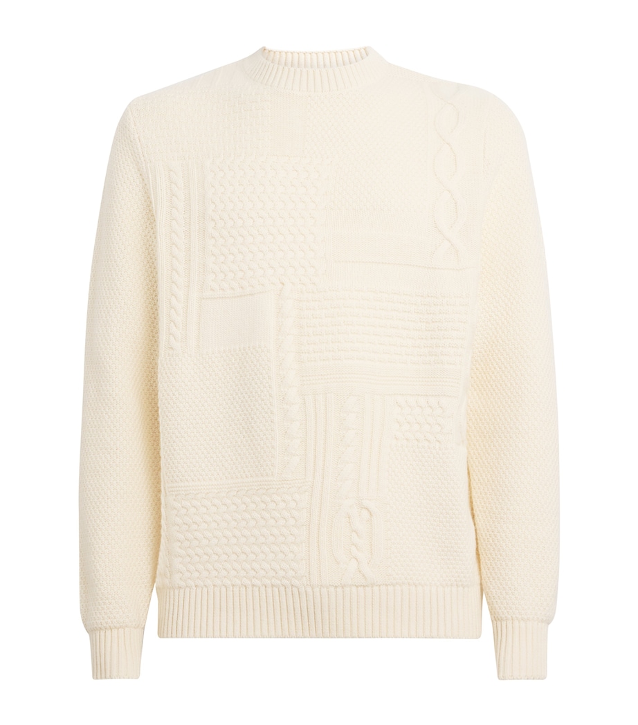 Wool-Cotton Cable-Knit Casey Sweater WHISPER WHITE Image 1