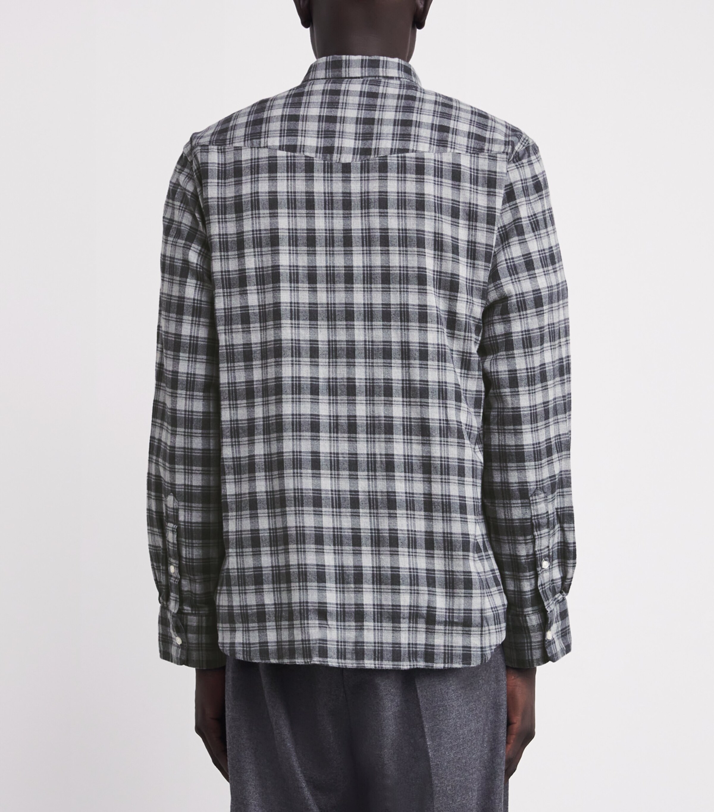 Cotton Check Lipp Shirt MIDGREY/DARKGREY Image 4