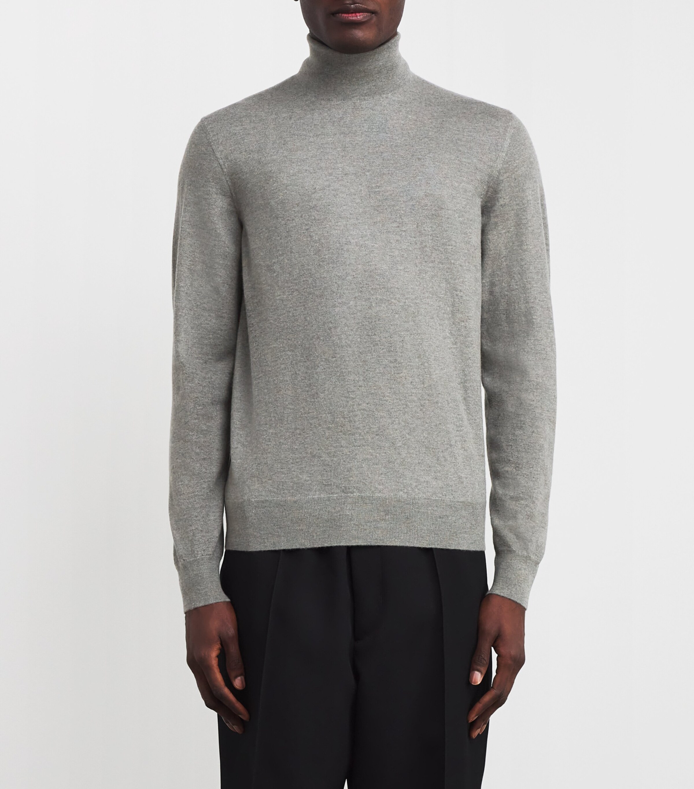Ralph Lauren Purple Label Mens Cashmere Roll-Neck Sweater Cls Lt Grey Heather Image 3