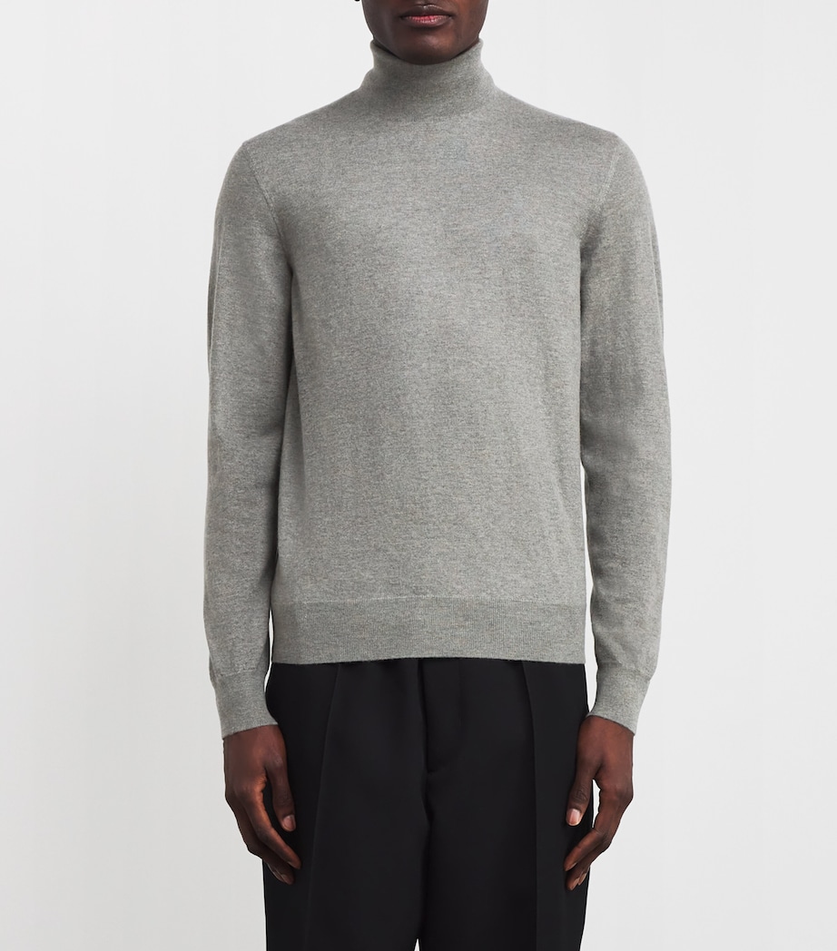 Ralph Lauren Purple Label Mens Cashmere Roll-Neck Sweater Cls Lt Grey Heather Image 3