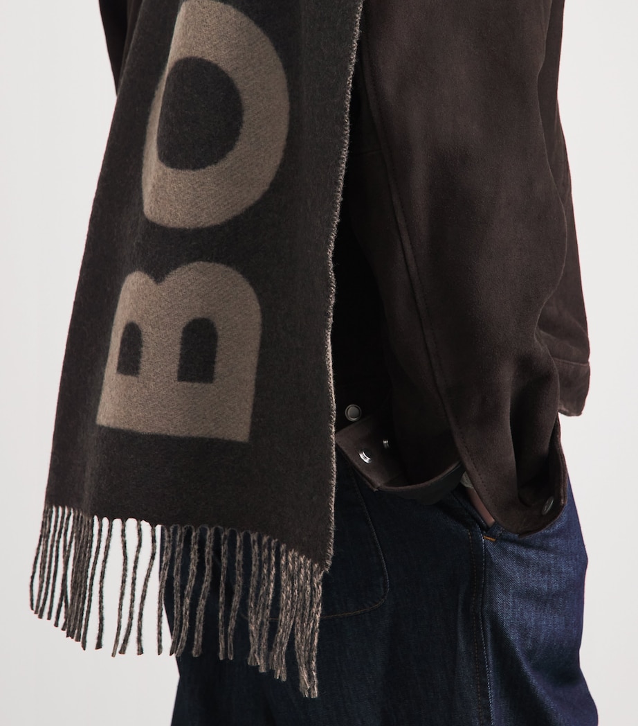 BOSS Wool-Blend Rikard Scarf Green Image 3