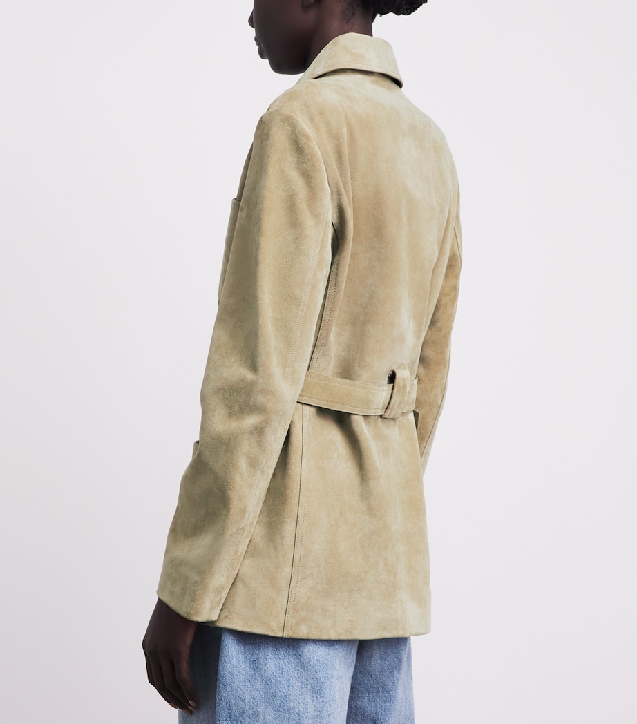 Tory Burch Womens Suede Belted Jacket Light Brown Image 5