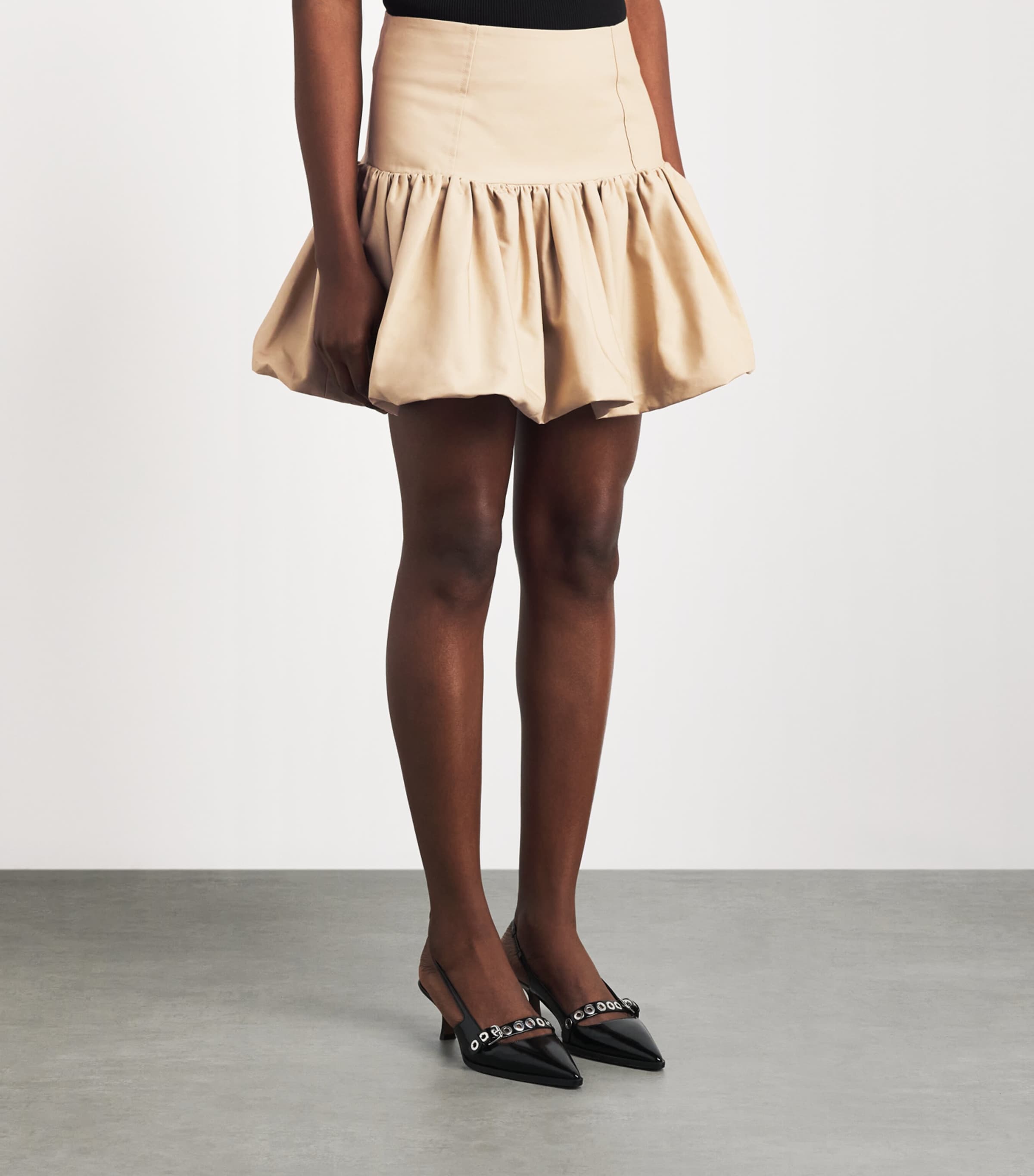 GANNI Organic Cotton Bubble Mini Skirt Zzr Warm Sand Image 4