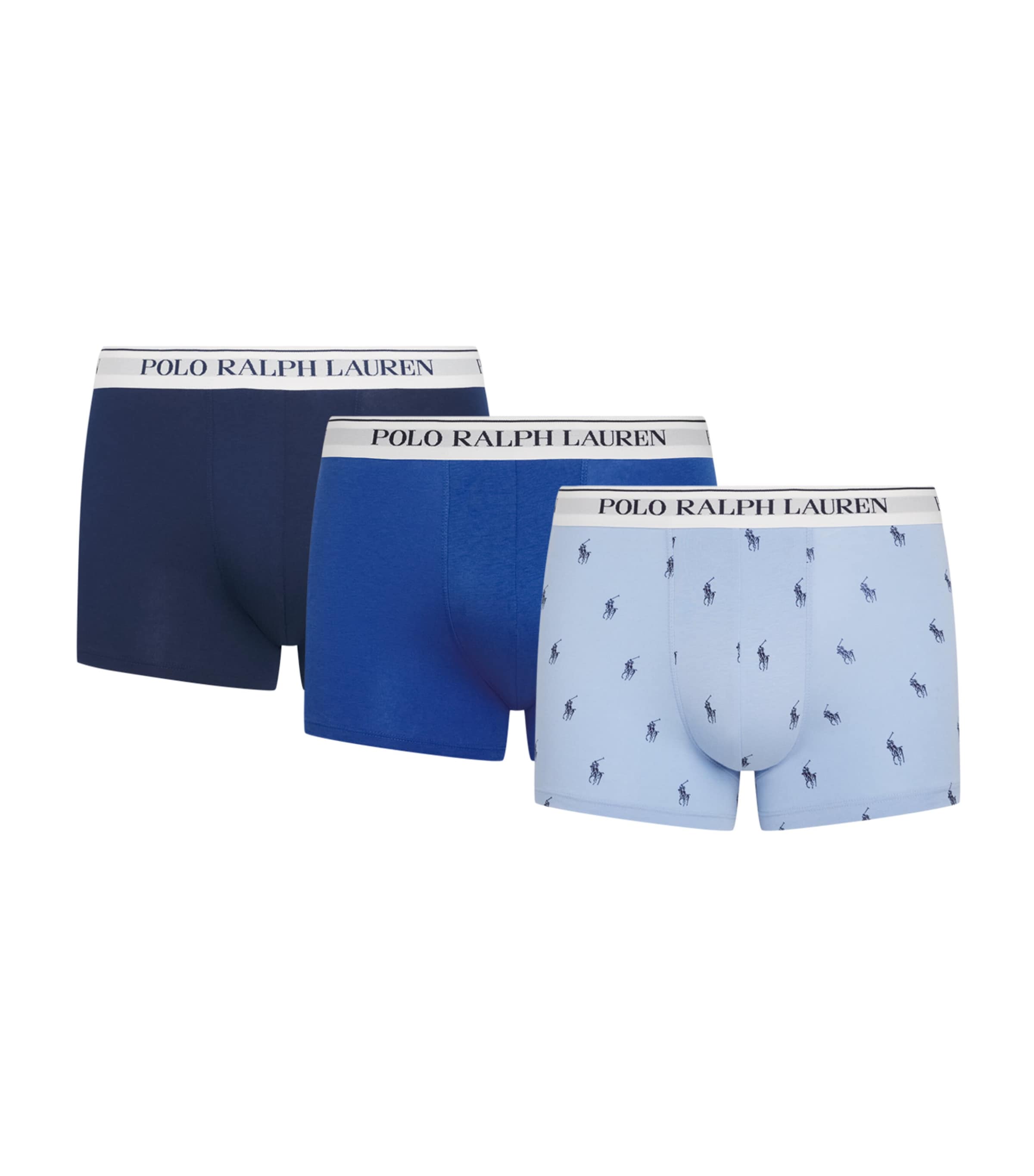 Polo Ralph Lauren Mens Stretch-Cotton Classic Trunks (Pack of 3) Peb Blu Aop/nvy/nw I Image 1