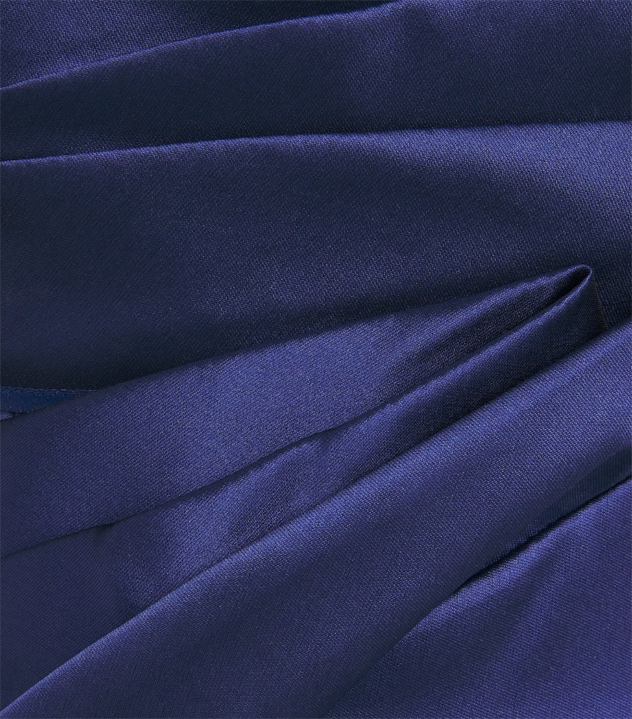 Talbot Runhof Womens Mikado Satin Pleated Gown Navy Image 6