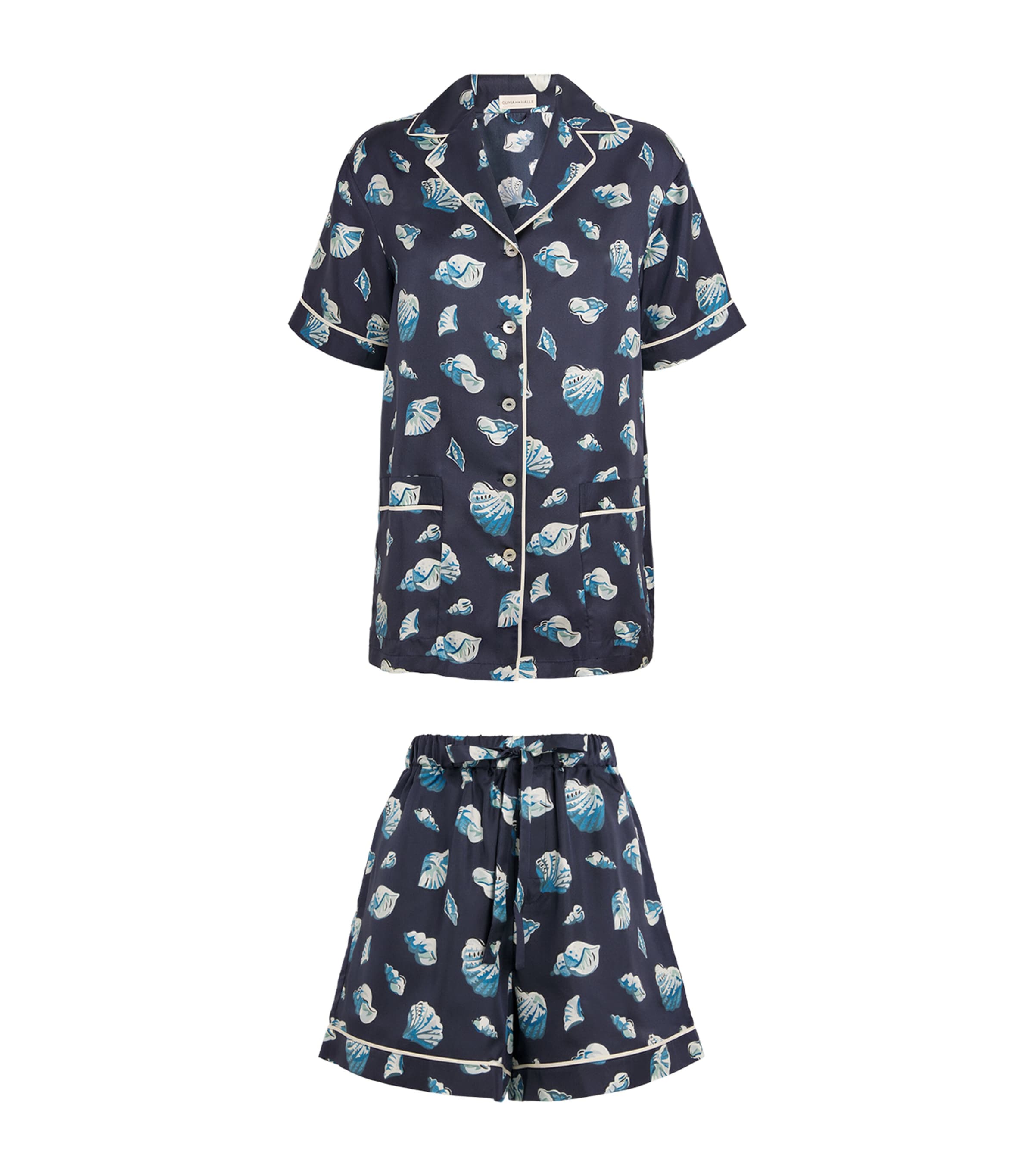 Olivia Von Halle Silk Ingo Nautilus Pyjama Set In Blue