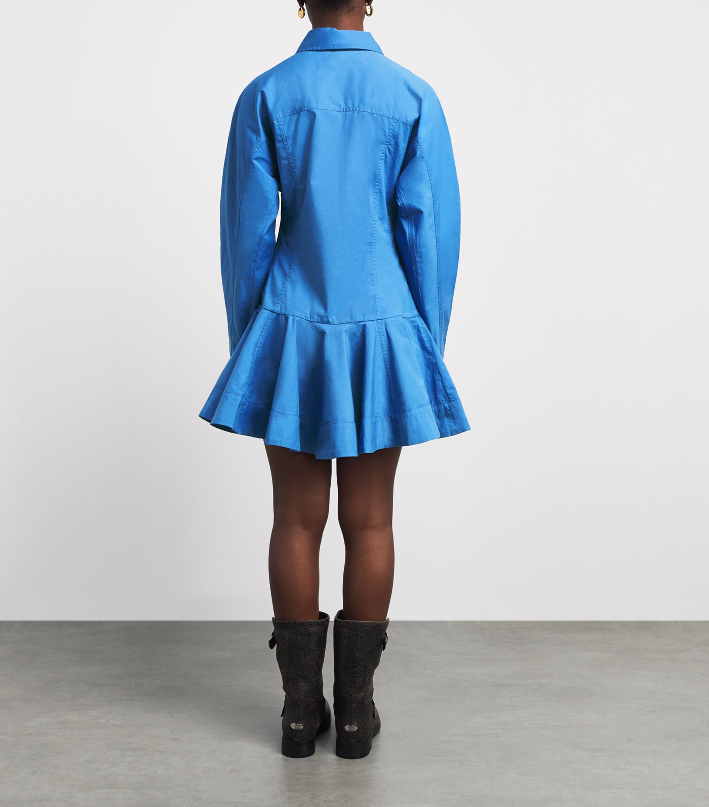 GANNI Womens Stretch-Cotton Mini Shirt Dress Marina Image 4