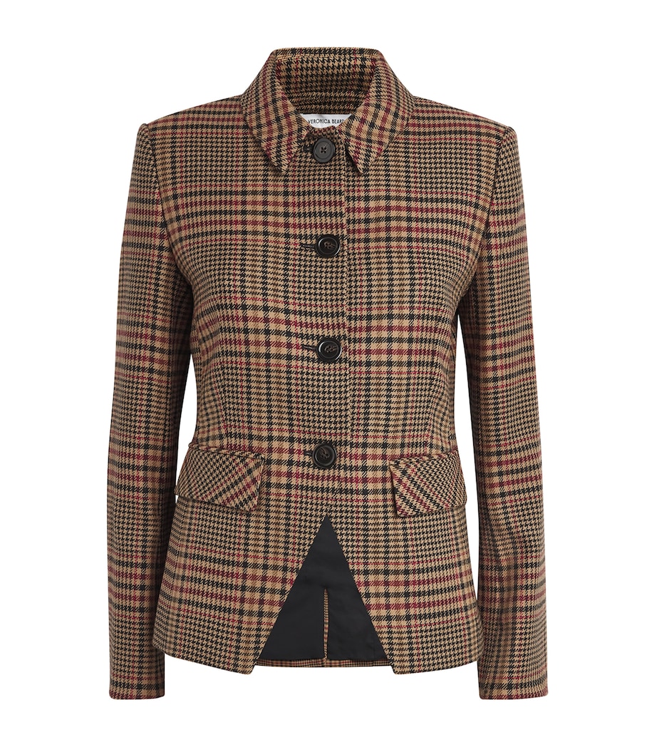 Veronica Beard Womens Plaid Dickey Aire Blazer Camel/black Image 1