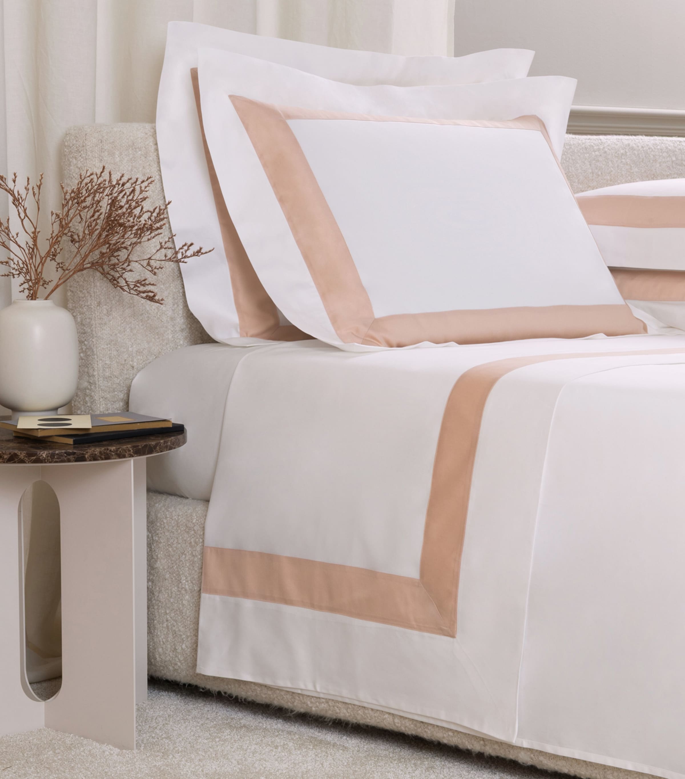 Frette Cotton Breeze Border King Sheet Set (270cm x 320cm) Milk/misty Bl Image 3