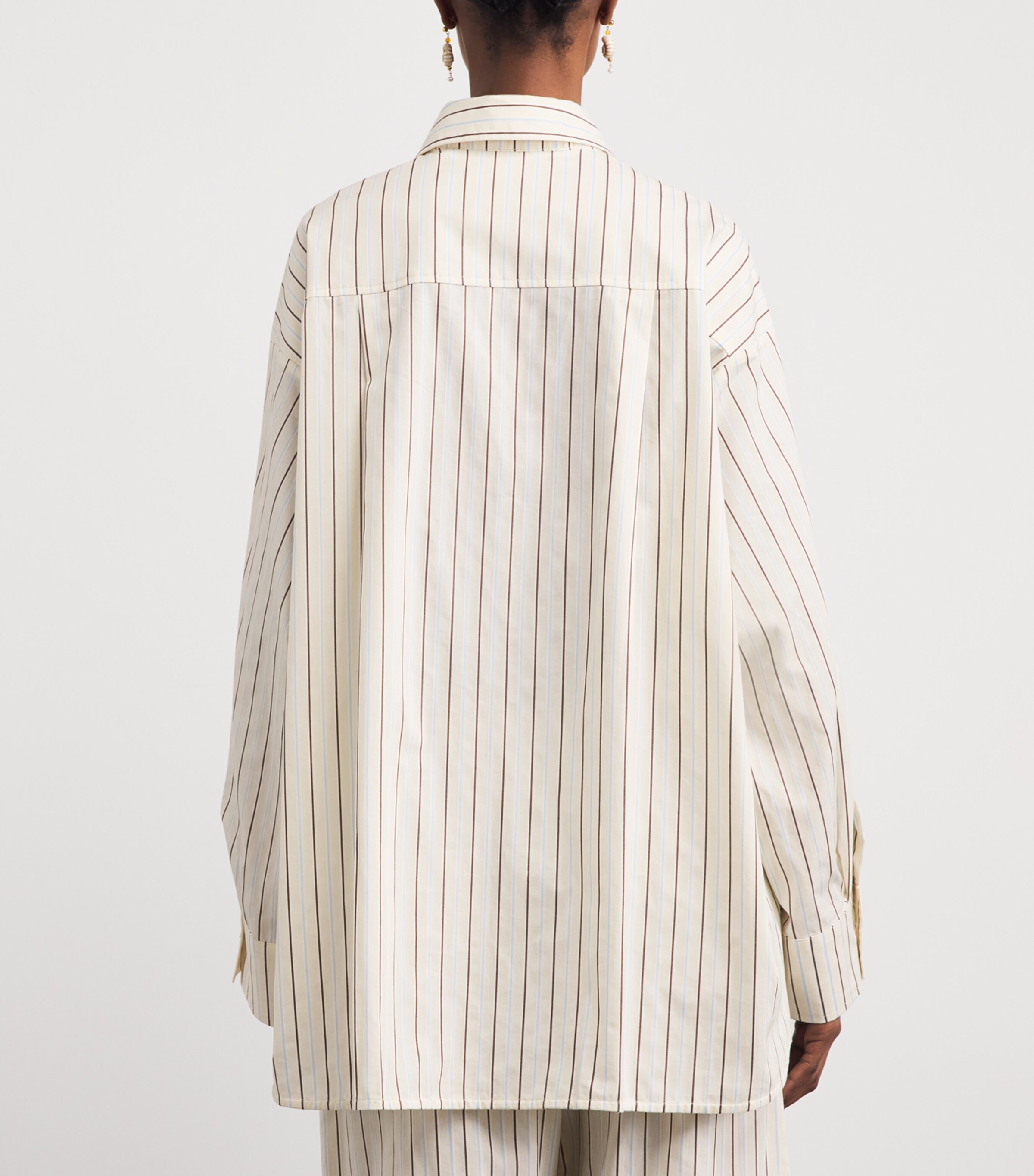 Faithfull the Brand Womens Cotton Poplin Stripe Angelo Shirt Fiori Stripe Lemon Image 5