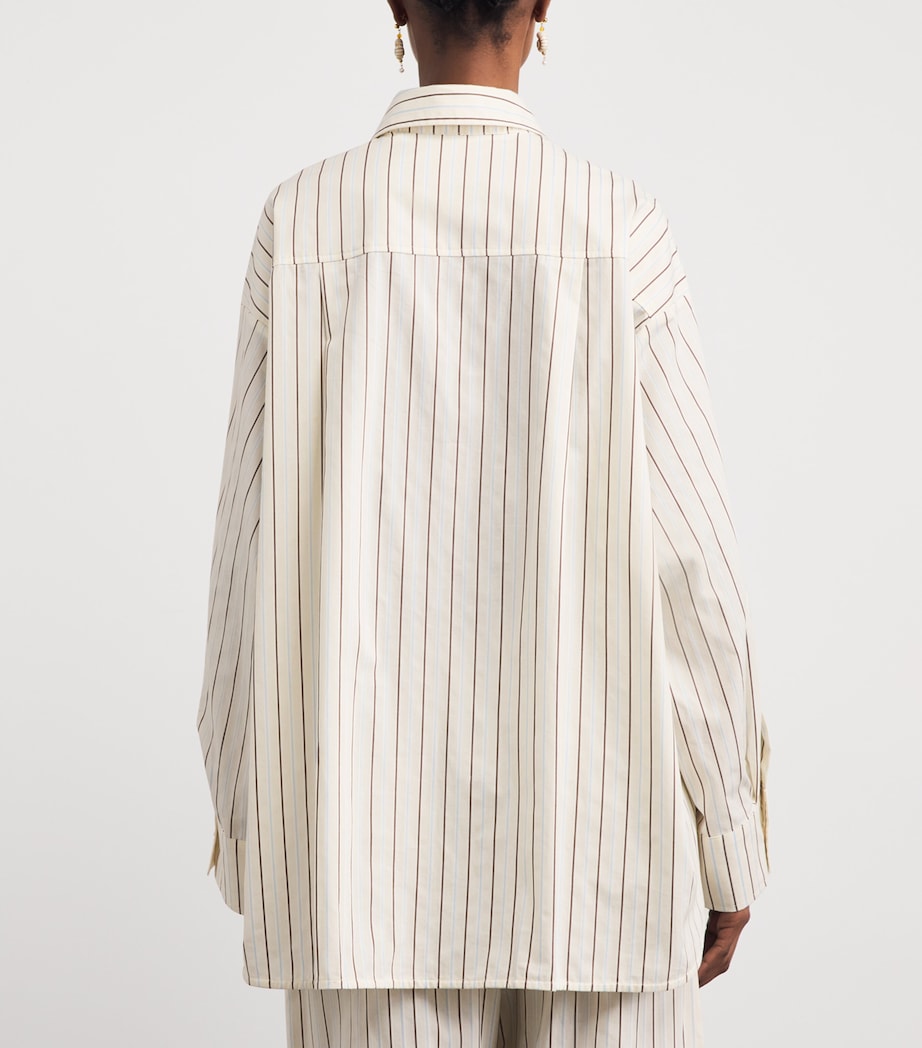 Faithfull the Brand Womens Cotton Poplin Stripe Angelo Shirt Fiori Stripe Lemon Image 5
